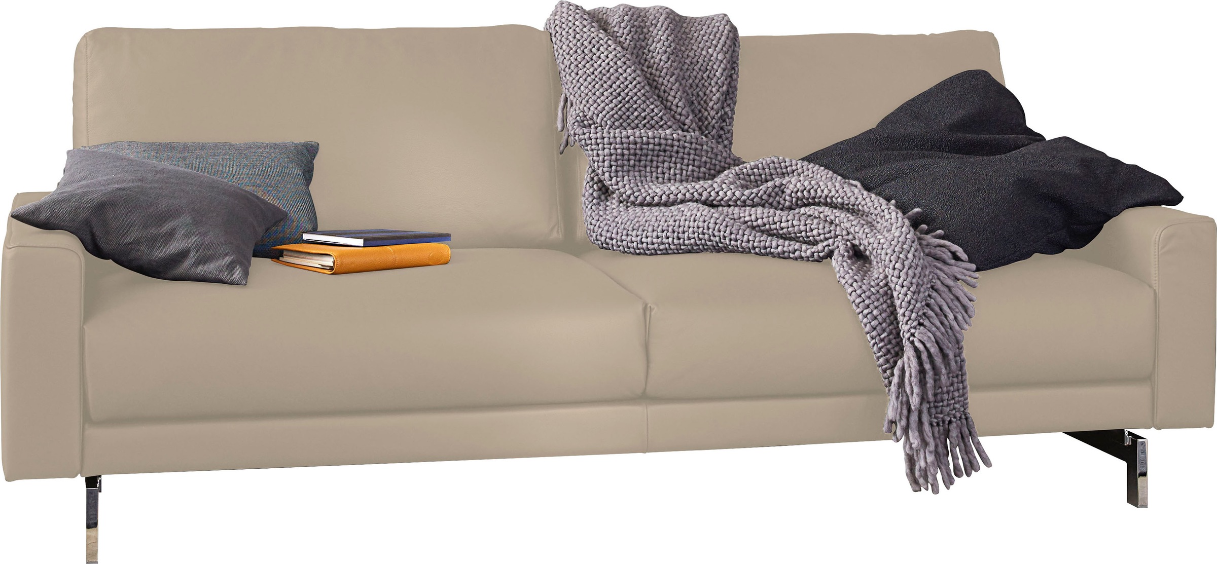 2-Sitzer glänzend, 164 Armlehne kaufen hülsta cm Fuß auf »hs.450«, Breite Raten niedrig, chromfarben sofa