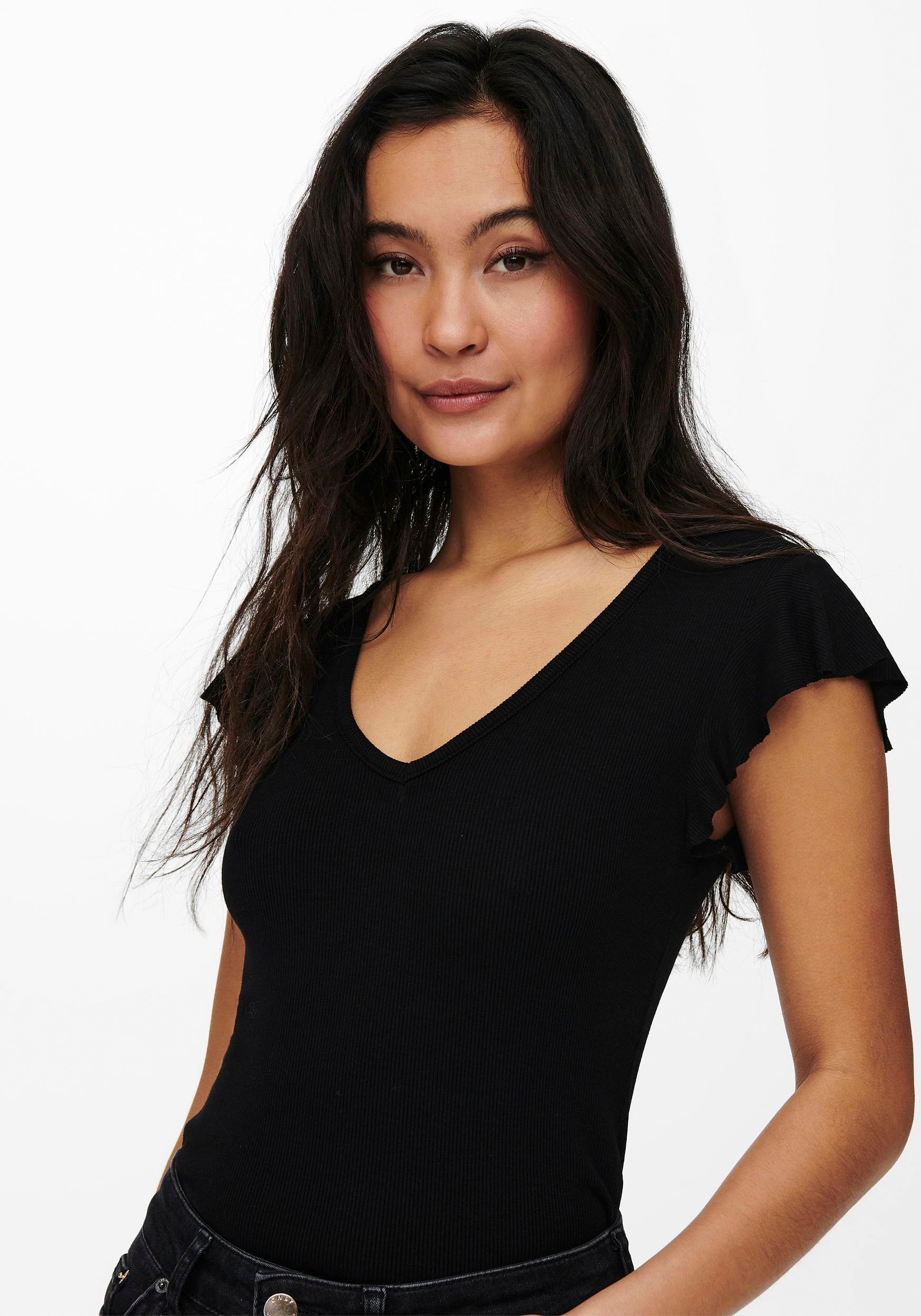 ONLY V-Shirt »ONLBELIA – V-Ausschnitt für femininen Sommerkomfort« Viskosemischung, regular fit, Rundhals
