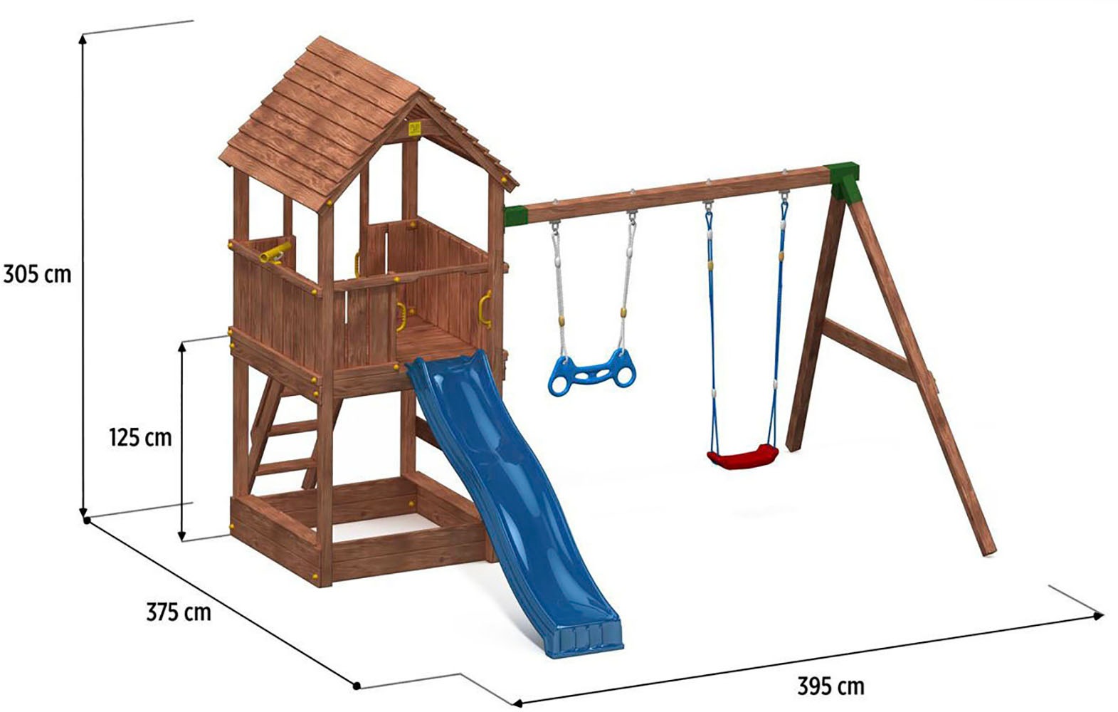FUNGOO Spielturm »JOY Move+ Step On Free Time«, mit Schaukel & Rutsche