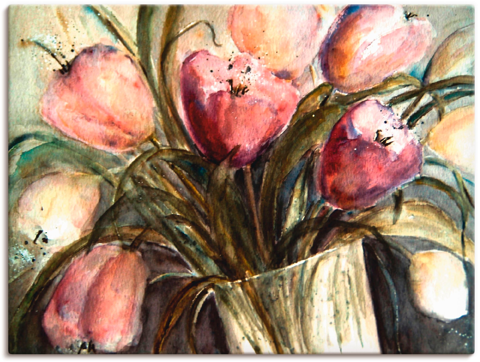 Artland Wandbild »Lila Tulpen in Vase«, Blumen, (1 St.), als Leinwandbild, günstig online kaufen
