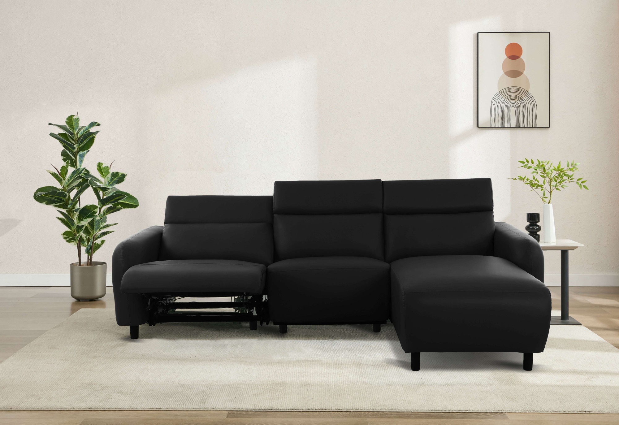 Home affaire Ecksofa »SKAANE Kunstleder, L-Form, 274 cm, manuelle u. elektrische Funktion,«, Kopfteilverstellung, Relax-und Liegefunktion, Federkernpolsterung