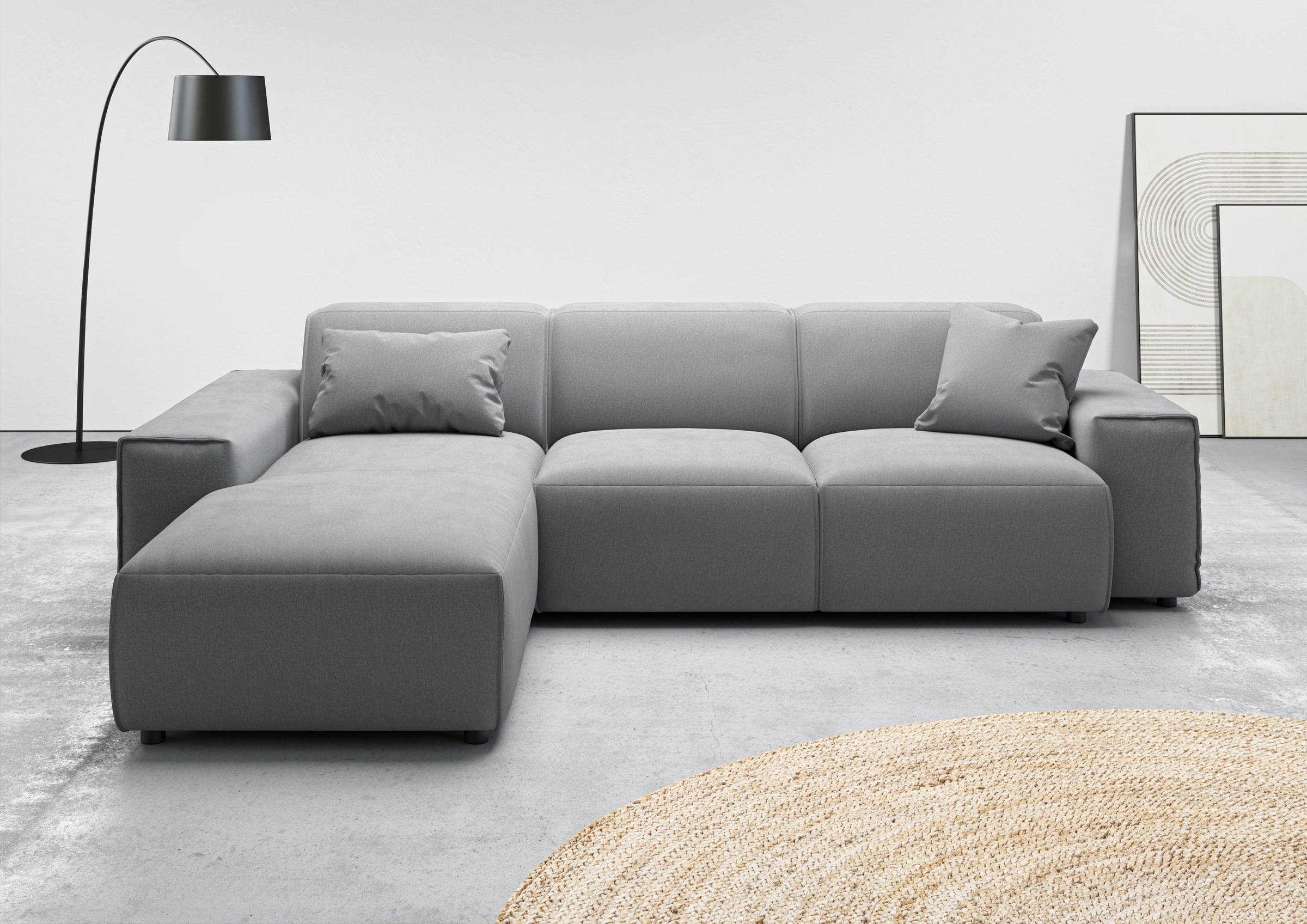 andas Ecksofa »Glimminge L-Form auch in Breitcord, Feincord + Easy care-Bezug,«, Breite 264, Zierkissen