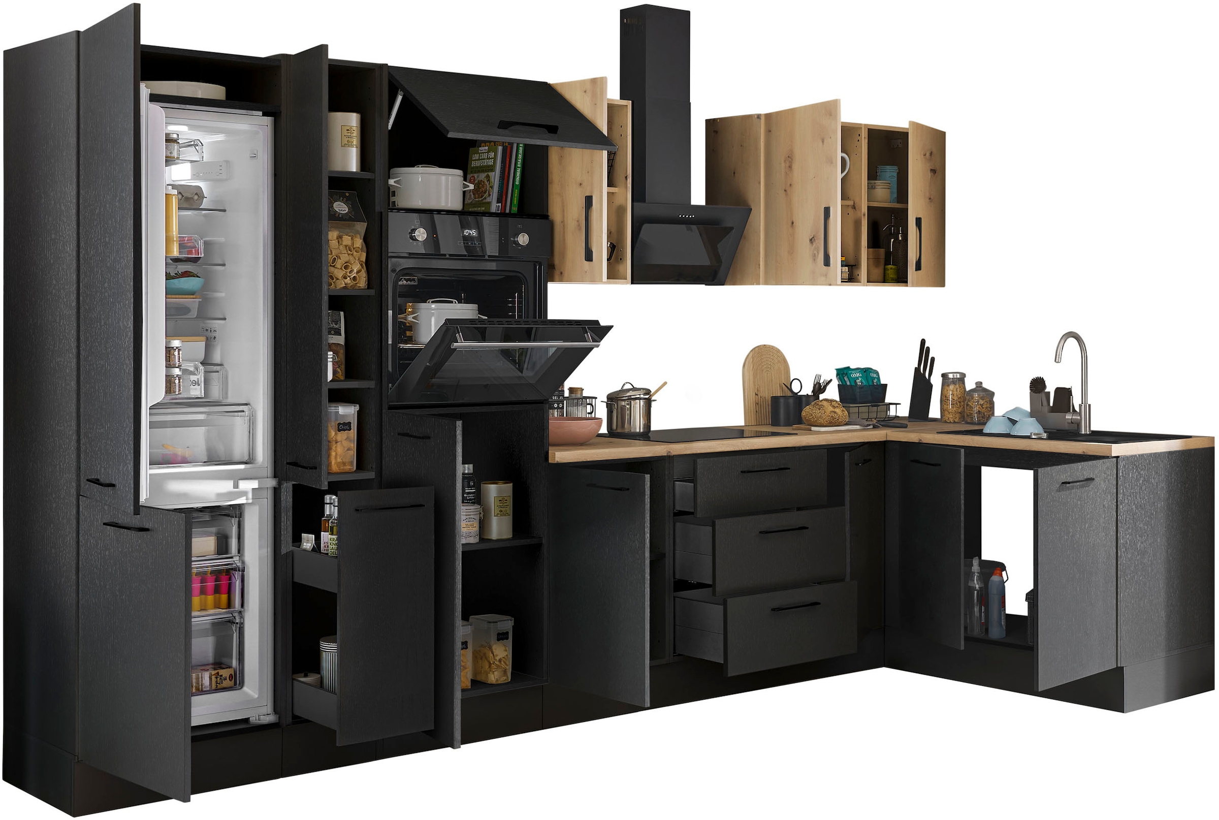 BASIC by Balculina Winkelküche »Turin«, Stellbreite 360x175 cm, wahlweise mit E-Geräten