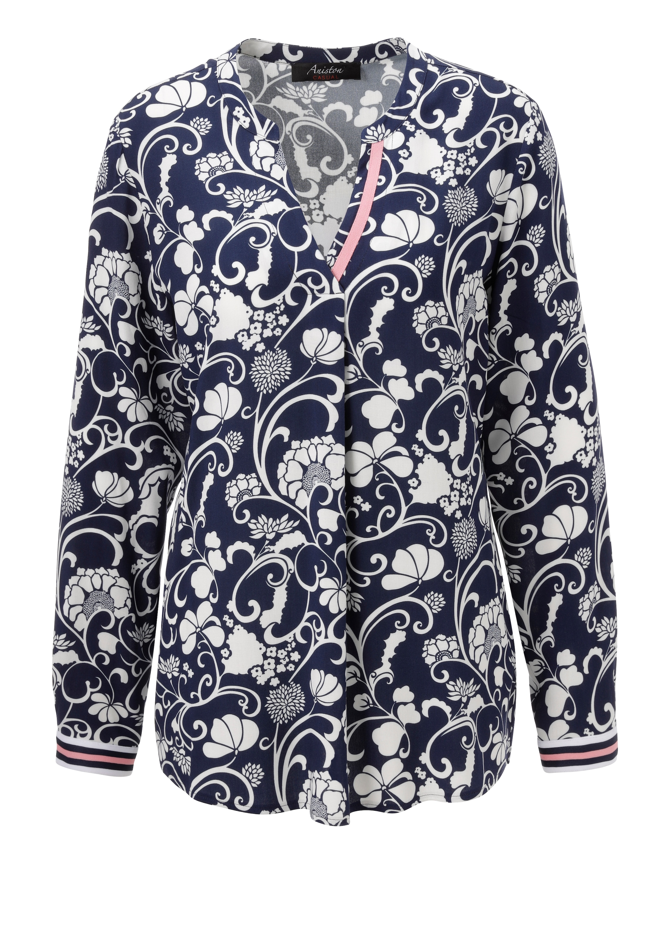 Aniston CASUAL Schlupfbluse, mit fantasievollem, grafischen Blumendruck - NEUE KOLLEKTION
