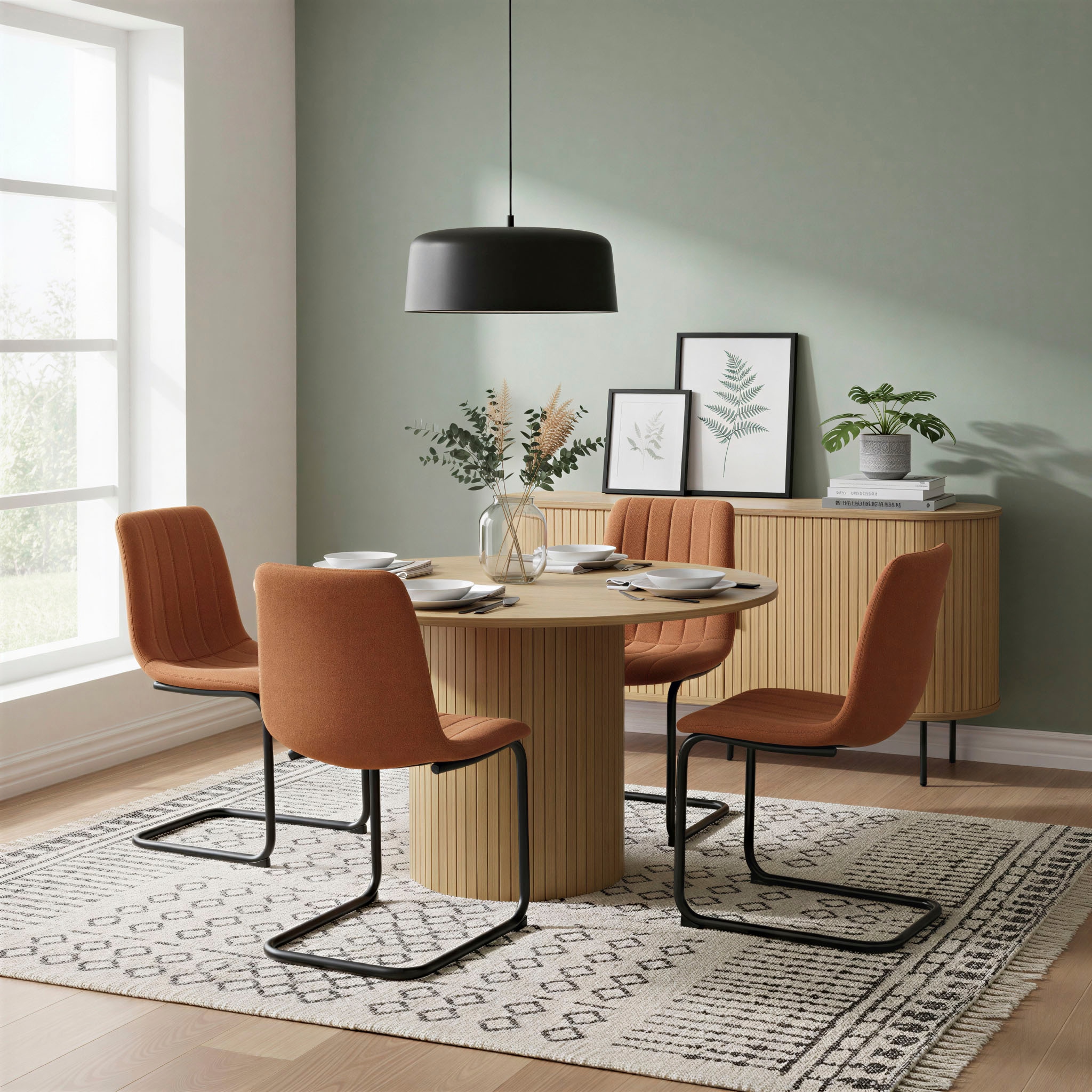 Möbilia Esstisch Sockel mit Lamellendesign
