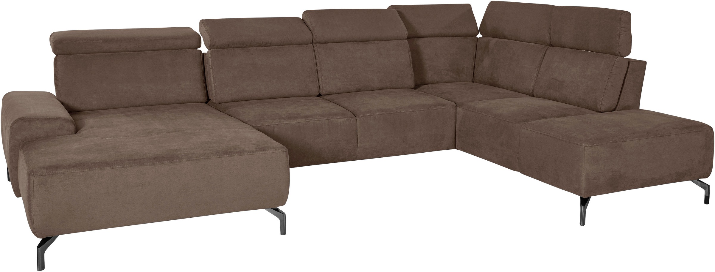 sit&more Wohnlandschaft »Gizeh U-Form«, 15 cm Fußhöhe, inklusive Sitztiefenverstellung und Kopfteilverstellung