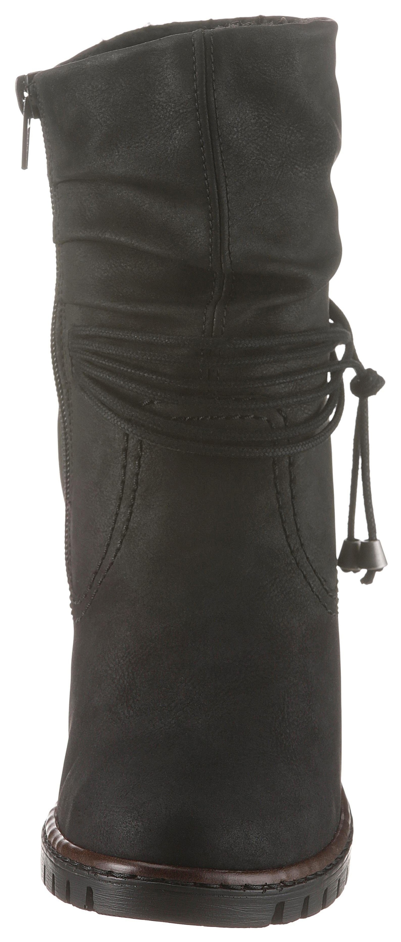 Rieker Winterstiefelette, Boots, Trichterabsatz, Warmfutter, mit gerafftem Schaft