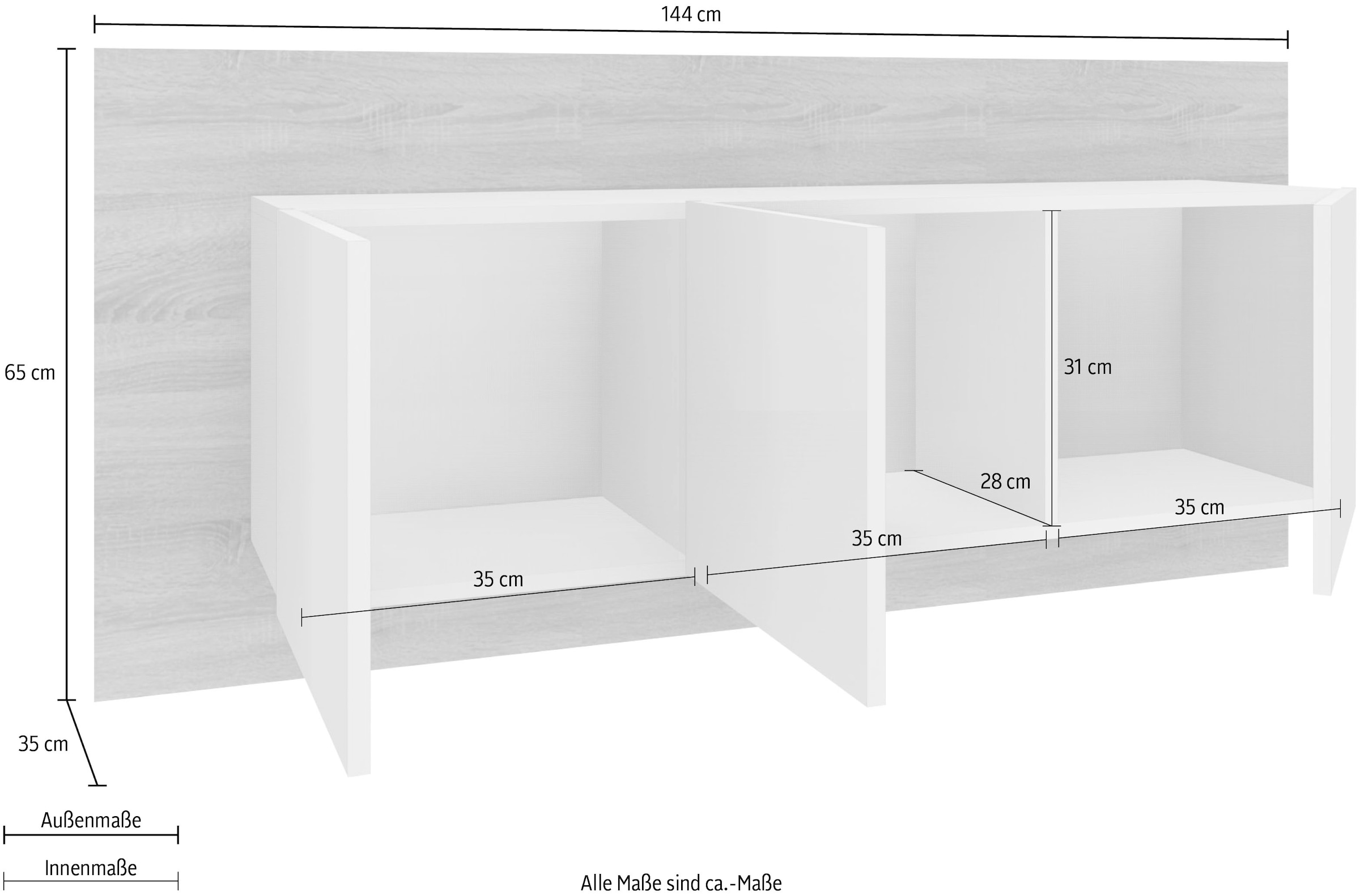 borchardt Möbel 144 auf Rechnung »Sara«, cm Lowboard kaufen Breite