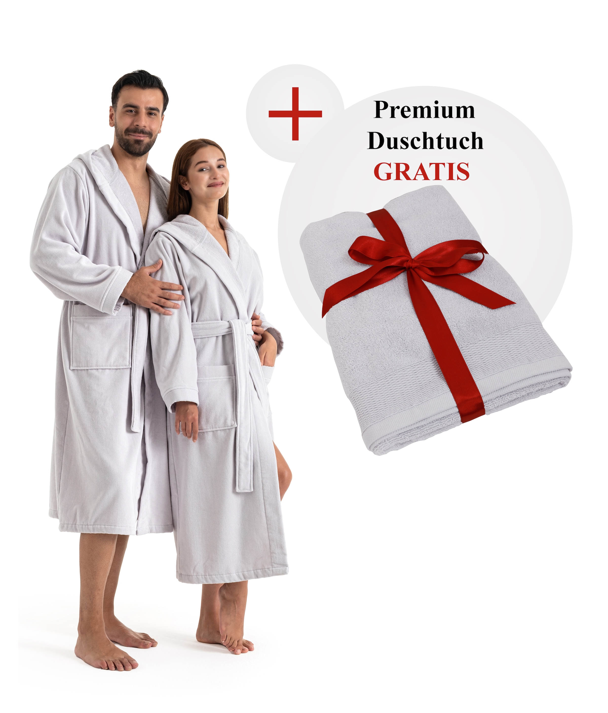 OTTO home Unisex-Bademantel »Fenya, 330 g/m², Premium, Hotelbademantel, Morgenmantel,  Sauna & Spa« 1 Stk. Reißverschlusstaschen, weich mit GRATIS-Zugabe: 1x Duschtuch 70x140 cm