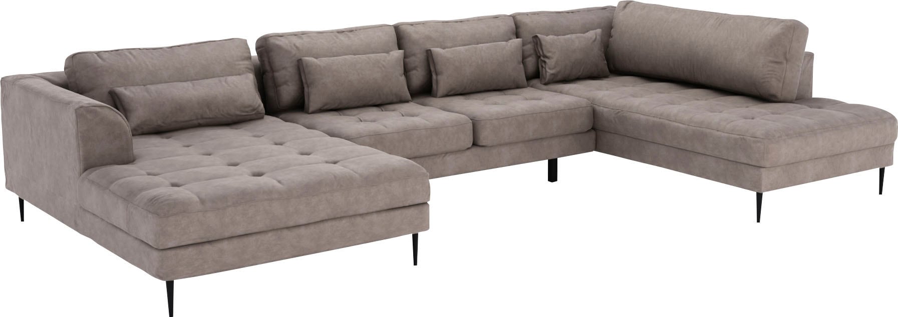 TRENDMANUFAKTUR Wohnlandschaft »Luzi, gemütliches Sofa, extra viel Platz, viele Kissen, OTTOs Choice«, Designsofa mit tollem Sitzkomfort, Metallfüße schwarz, Breite 361 cm
