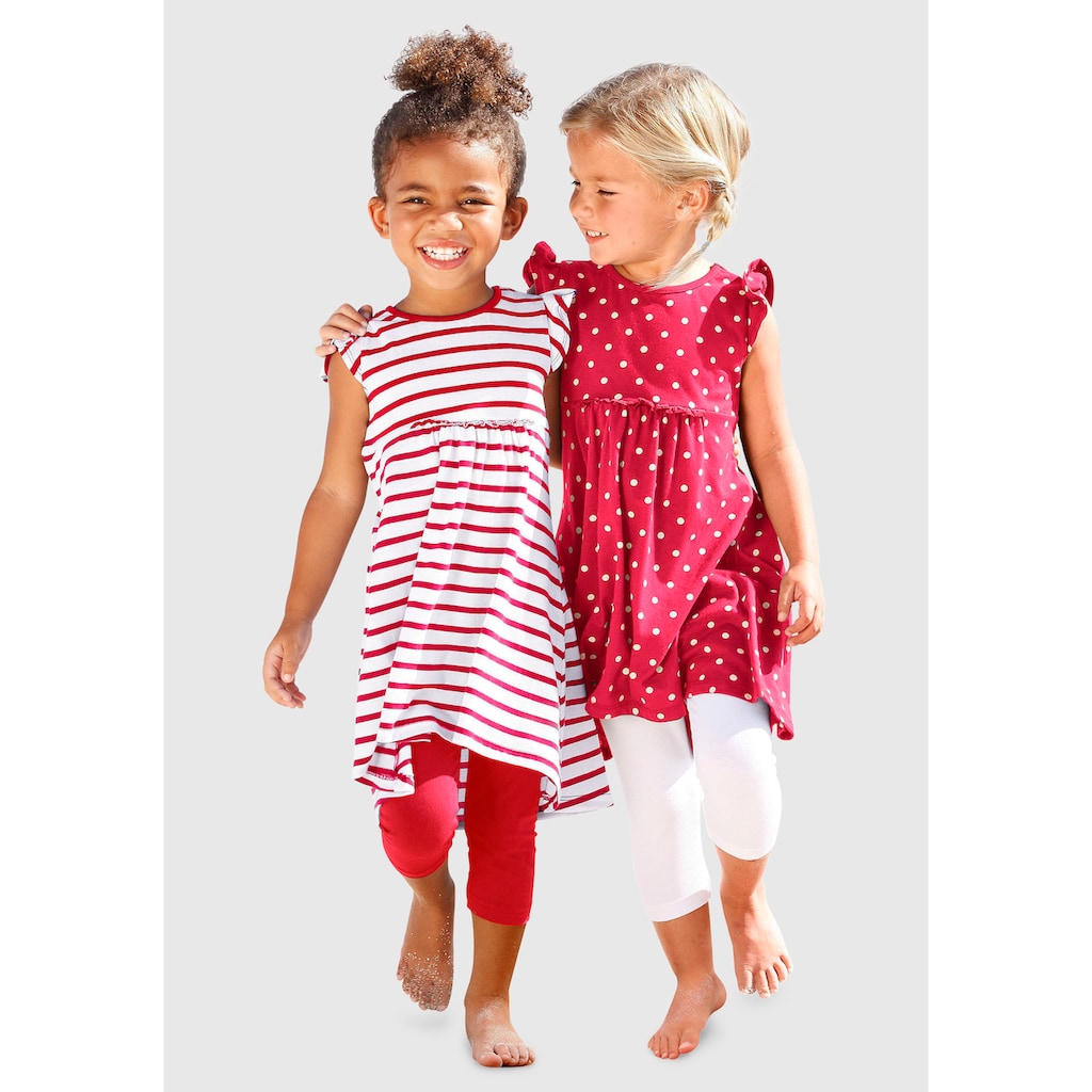 KIDSWORLD Jerseykleid »für kleine Mädchen«, (Packung, 2 tlg.), mit Punkten und Streifen