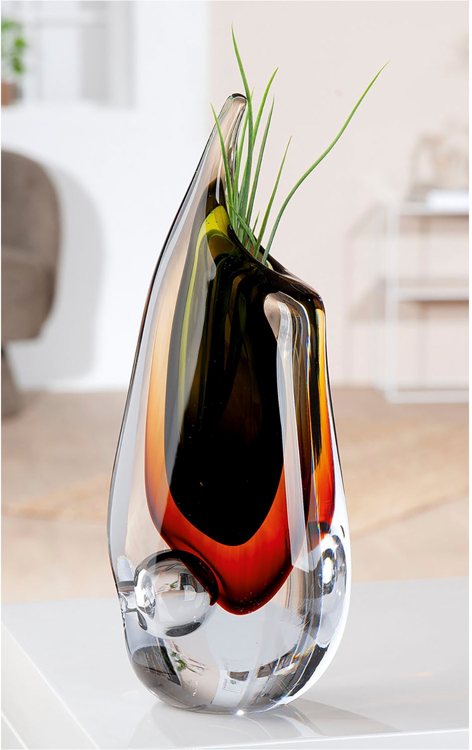 Casablanca by Gilde Tischvase »Vase "Finesse" braun, grün, klar H.30 cm«, ( günstig online kaufen