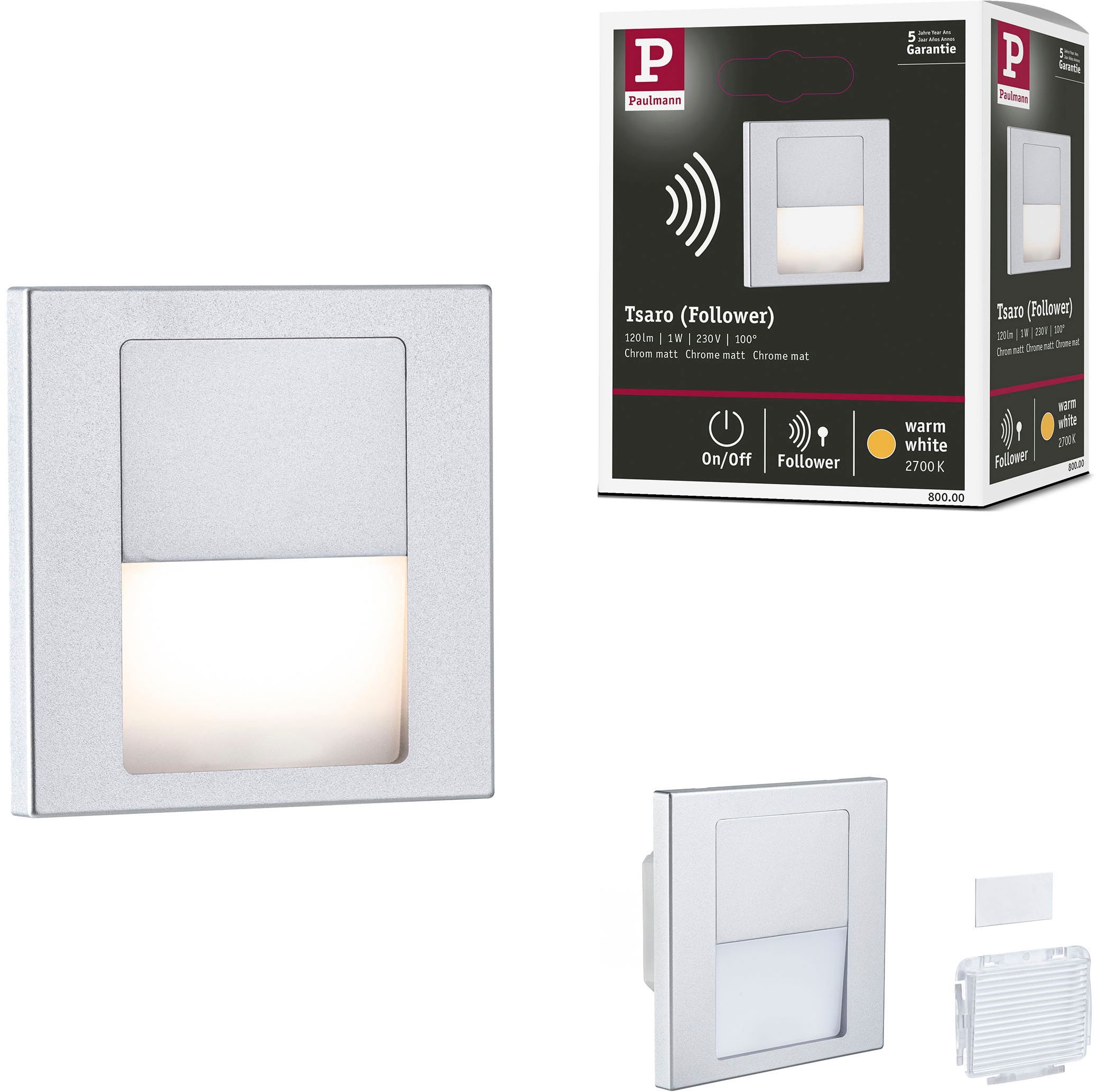 Paulmann LED Einbauleuchte »LED Wandeinbauleuchte Tsaro eckig 80x36mm«, 1 f günstig online kaufen