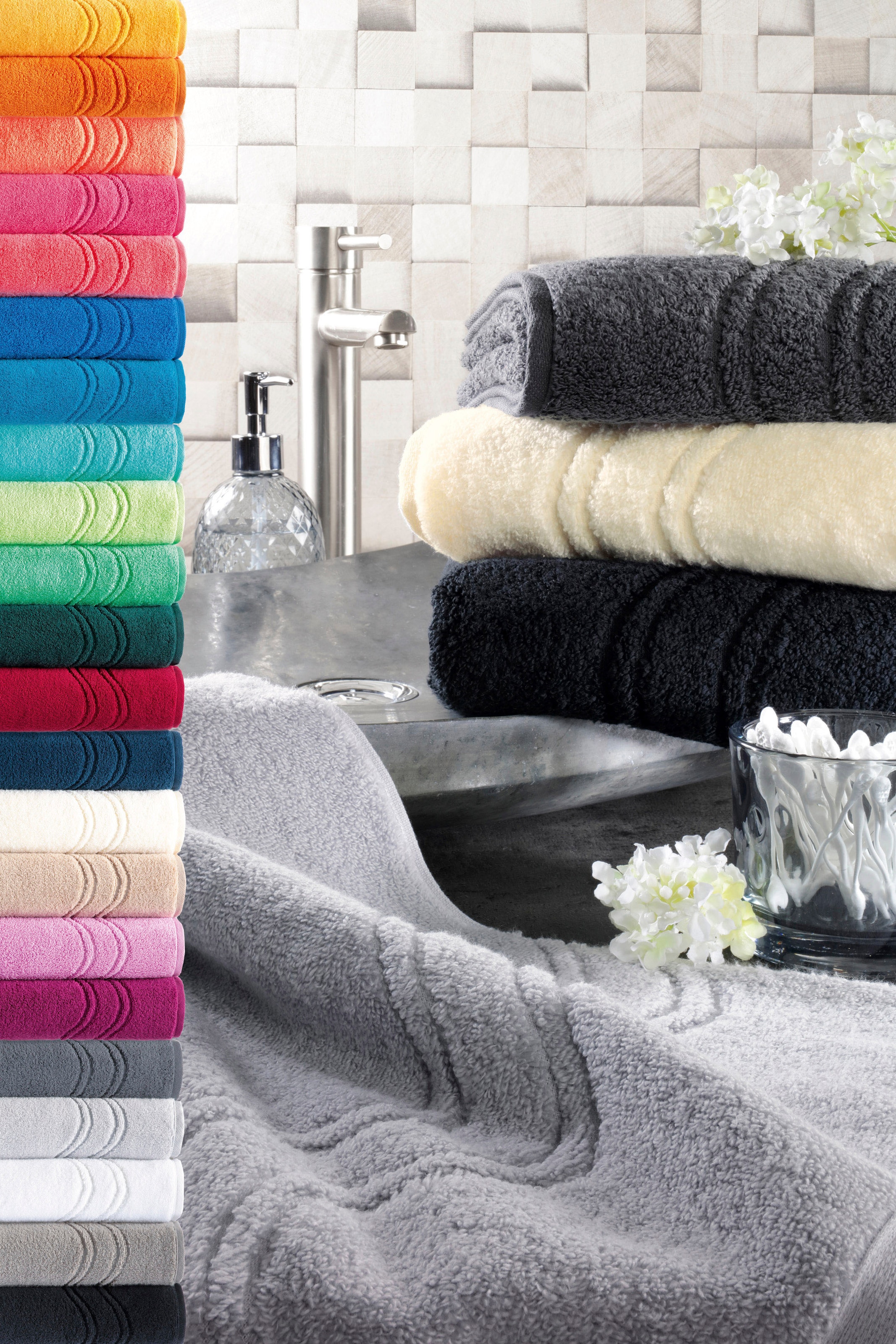 ROSS Duschtuch »Cashmere feeling« 100% Baumwolle, mit Wellen-Bordüre, große Farbauswahl
