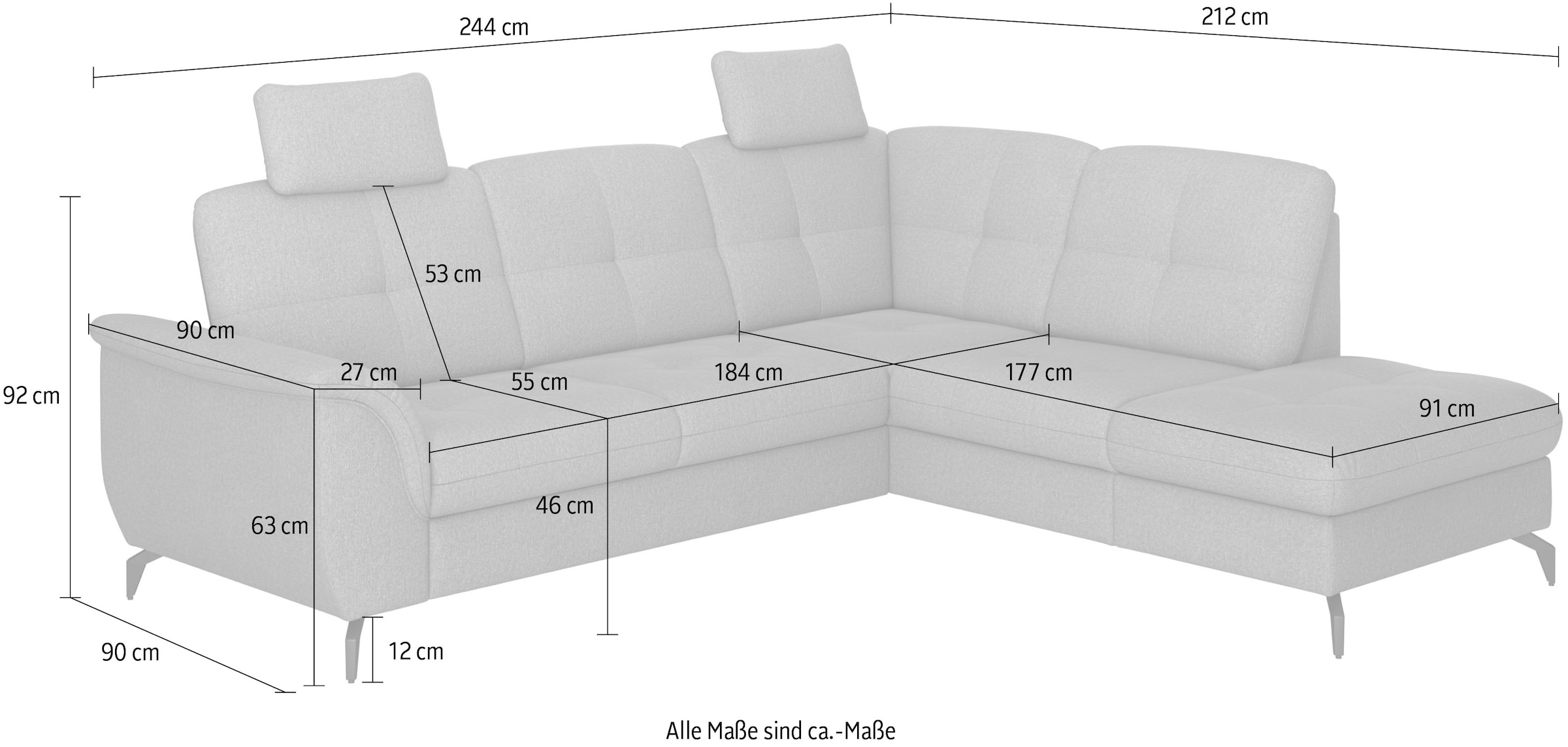 sit&more Ecksofa »Zora L-Form«, wahlweise mit Bettfunktion und Bettkasten