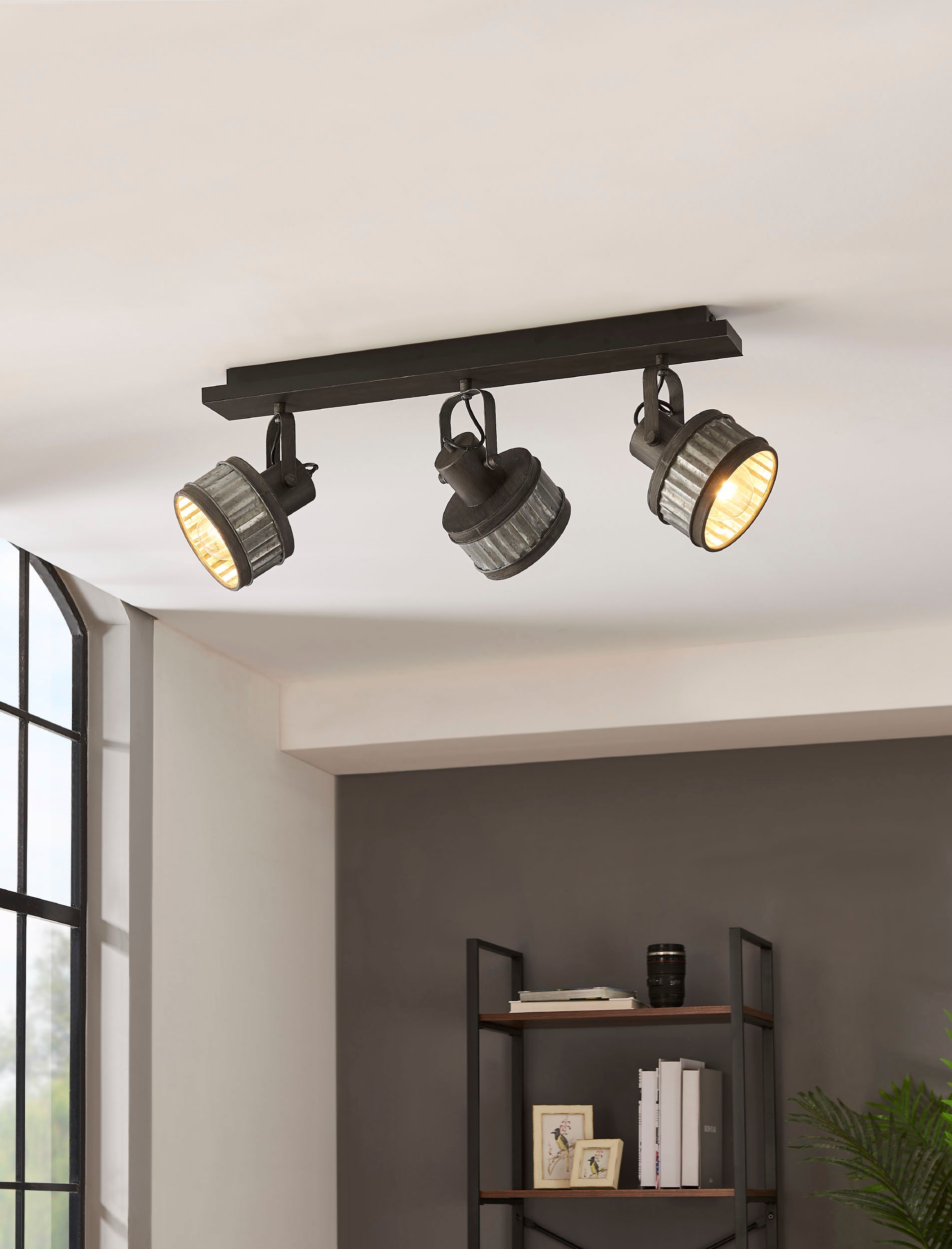 EGLO Deckenleuchte »TURROCK«, Leuchtmittel E27 | Leuchtmittel wechselbar-ohne Leuchtmittel, Deckenleuchte Vintage, Industrial, Grau-Patina, Schlafzimmerlampe, E27
