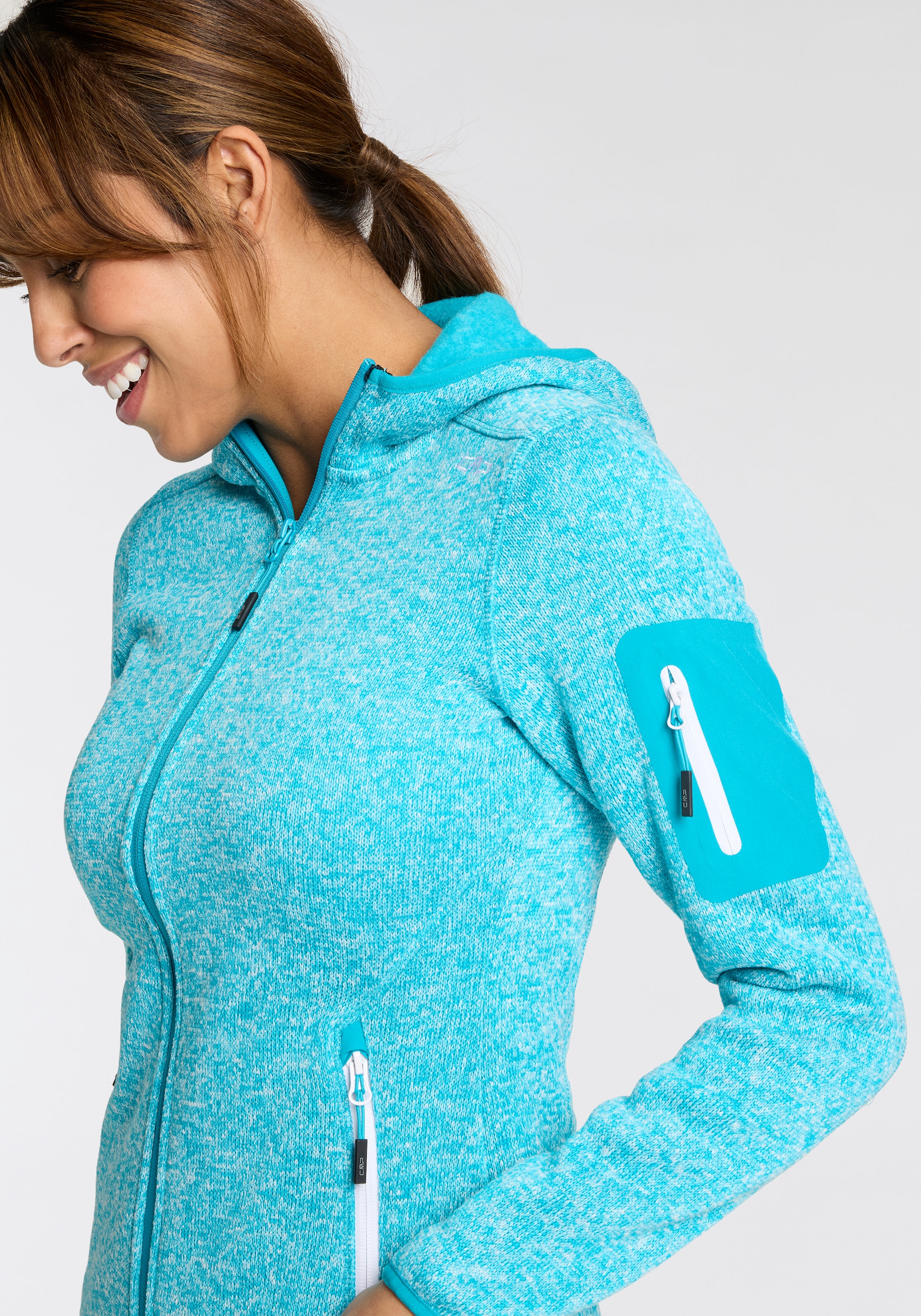 CMP Strickfleecejacke »KNITTED MELANGE HOODY WOMAN HOODY«, (1 St.), mit Kapuze, Wärmend und