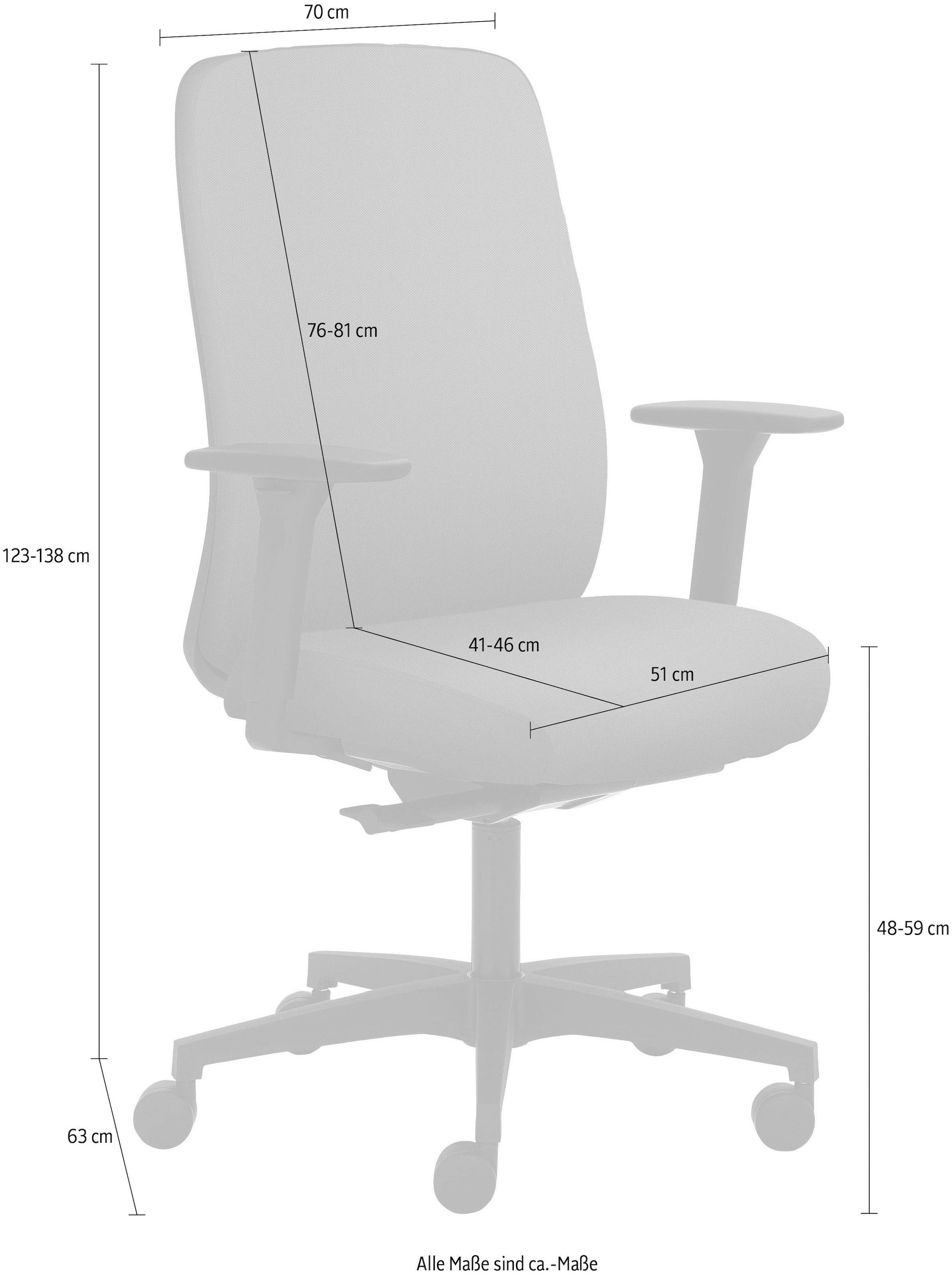 Mayer Sitzmöbel Drehstuhl »2229«, Struktur (recyceltes Polyester), 4D Armlehnen, Kopfstütze, Sitztiefenverstellung, Hartbodenrollen