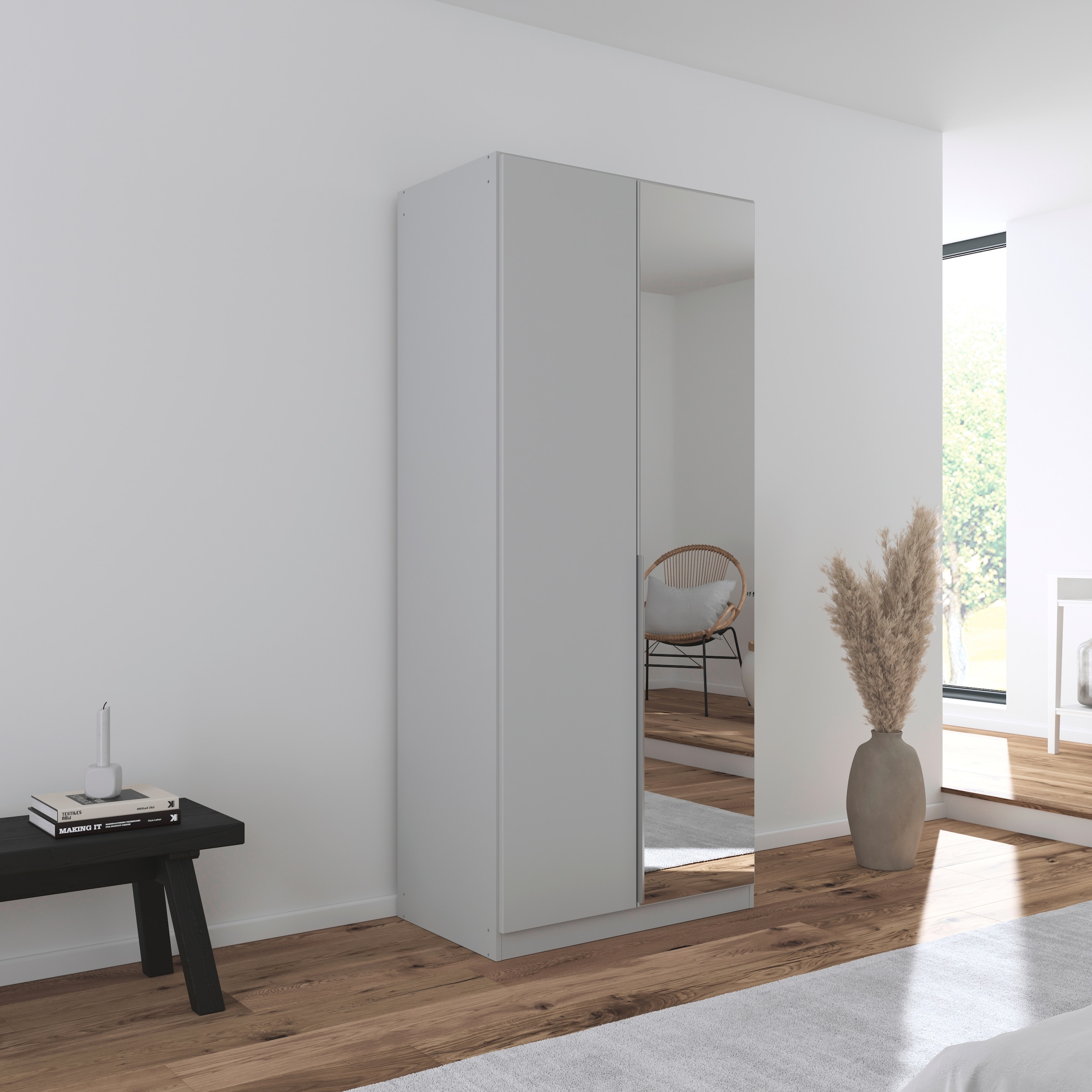 rauch Drehtürenschrank »Kleiderschrank Schrank Garderobe AGORDO mit Dekor- oder Hochglanzfront«, (in zwei Griff-Farben), durchdachte Innenausstattung, in 6 Breiten und 2 Höhen MADE IN GERMANY
