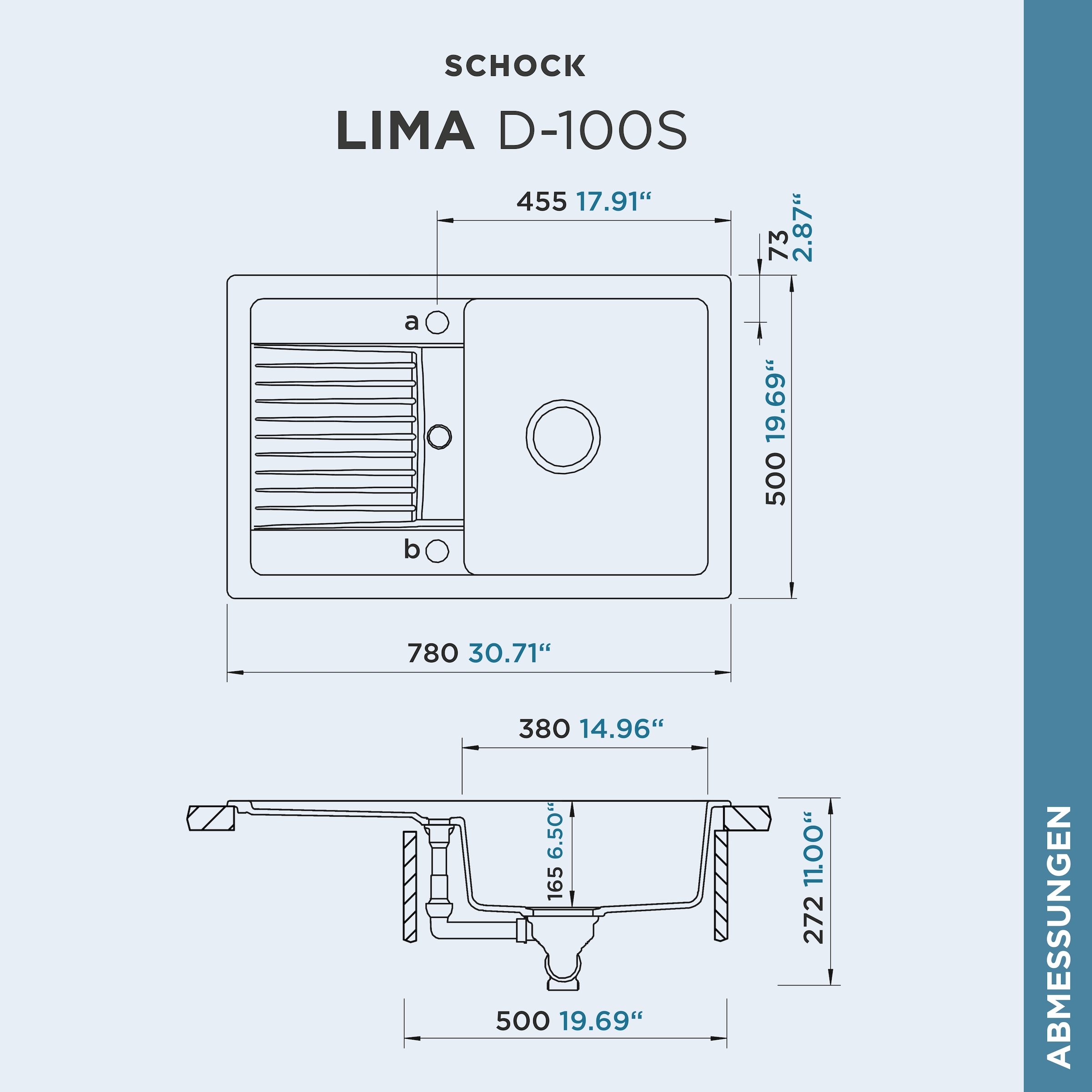 Schock Granitspüle »Lima D-100S« 78/50 cm, Auflagespüle