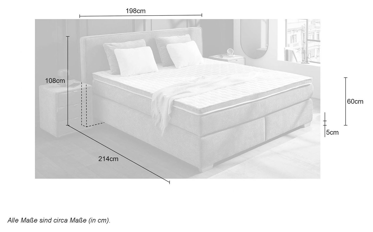 Jockenhöfer Gruppe Boxspringbett »Ronja, inkl. 7-Zonen-TTFK-Matratzen, Kaltschaum-Topper« inkl. 4 Kissen, 180x200 cm, verschiedene Härtegrade wählbar
