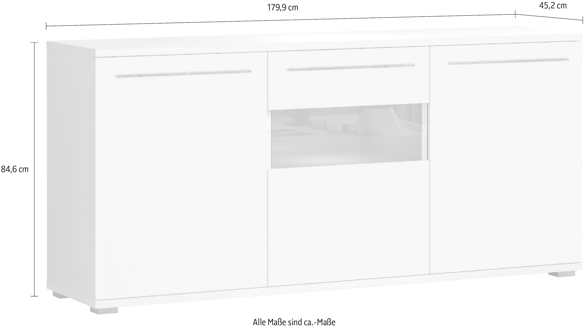 Places of Style Kommode »Piano«, Hochglanz UV lackiert, Soft-Close Funktion