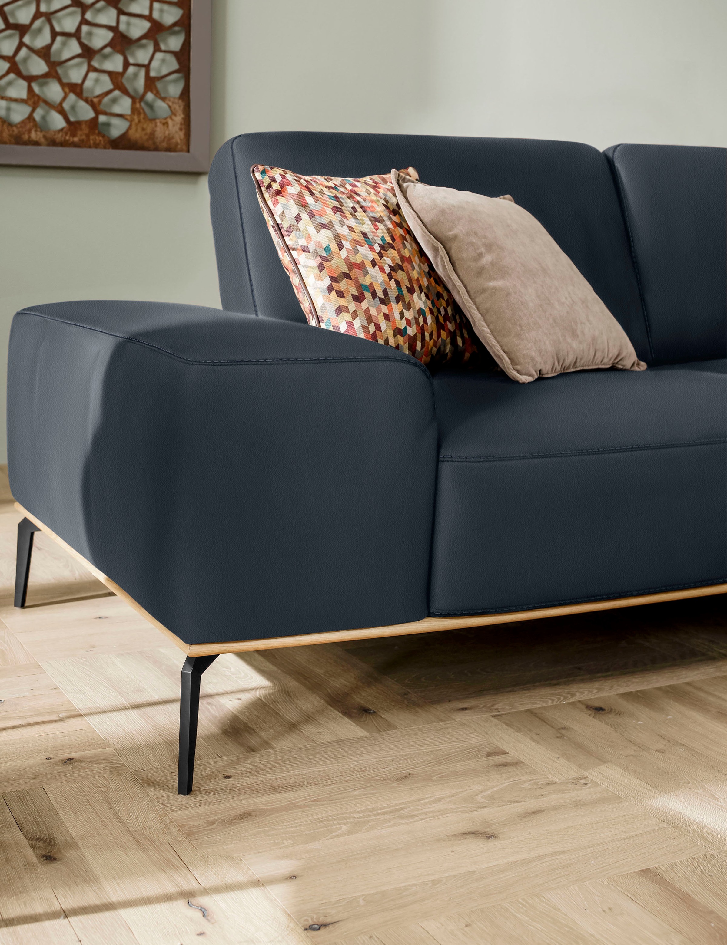W.SCHILLIG Ecksofa »run, Designsofa mit tollem Sitzkomfort, bequem, L-Form«, mit Holzsockel, Füße in Schwarz pulverbeschichtet, Breite 319 cm