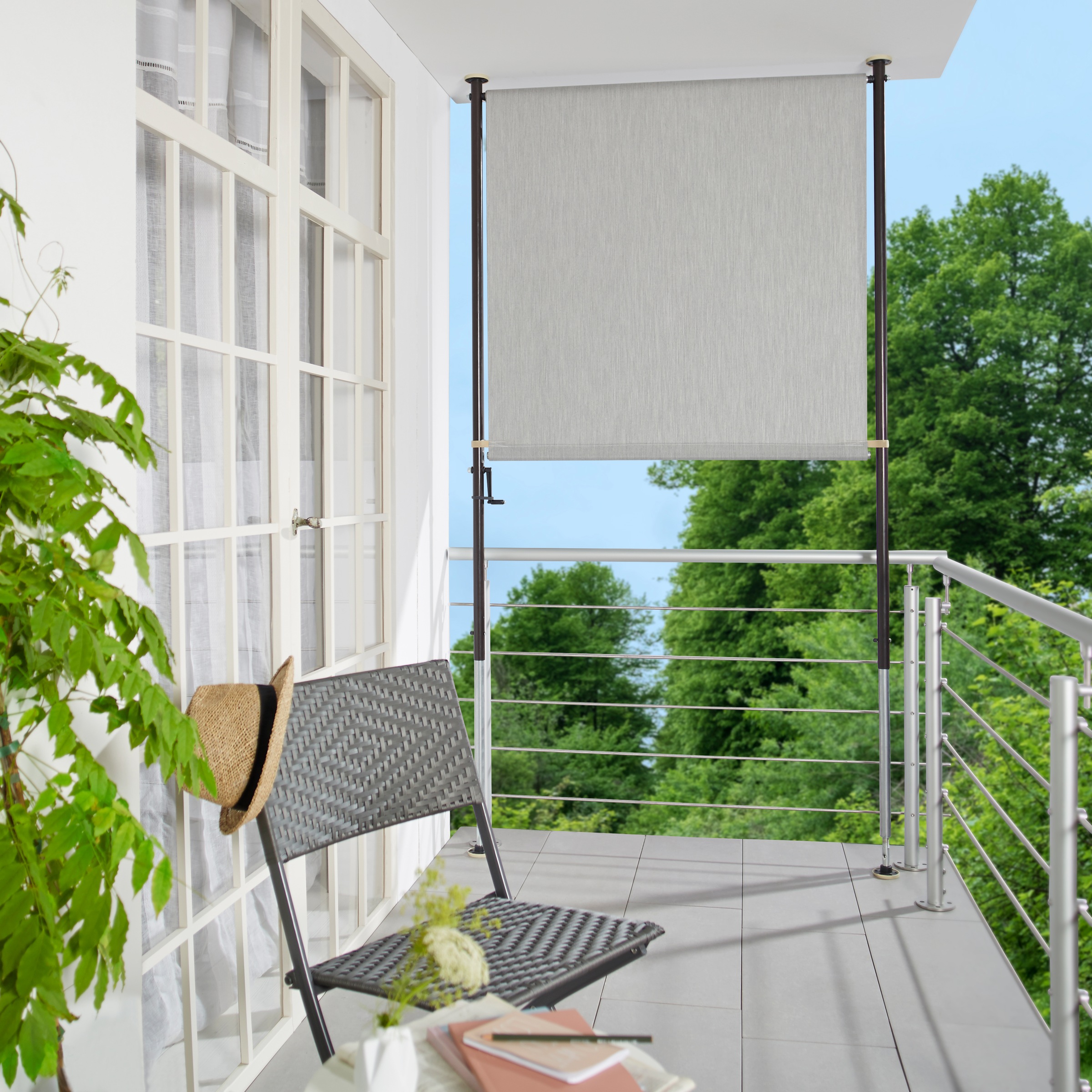 Angerer Freizeitmöbel Klemm-Senkrechtmarkise granitgrau, BxH: 120x225 cm