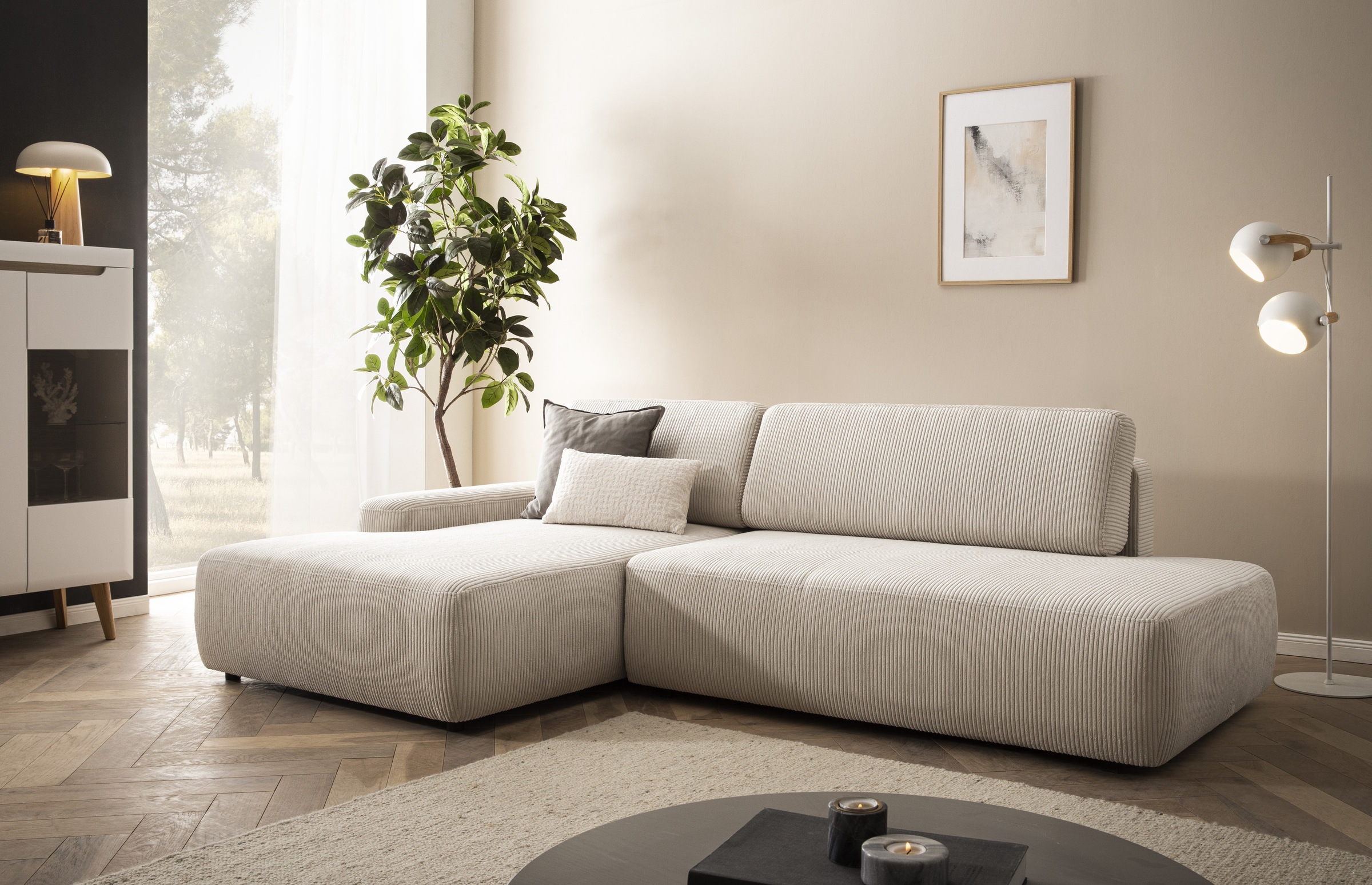 INOSIGN Ecksofa »TORGE, Schlafsofa Cord, Samtvelours u. Strukur fein, Couch günstig online kaufen