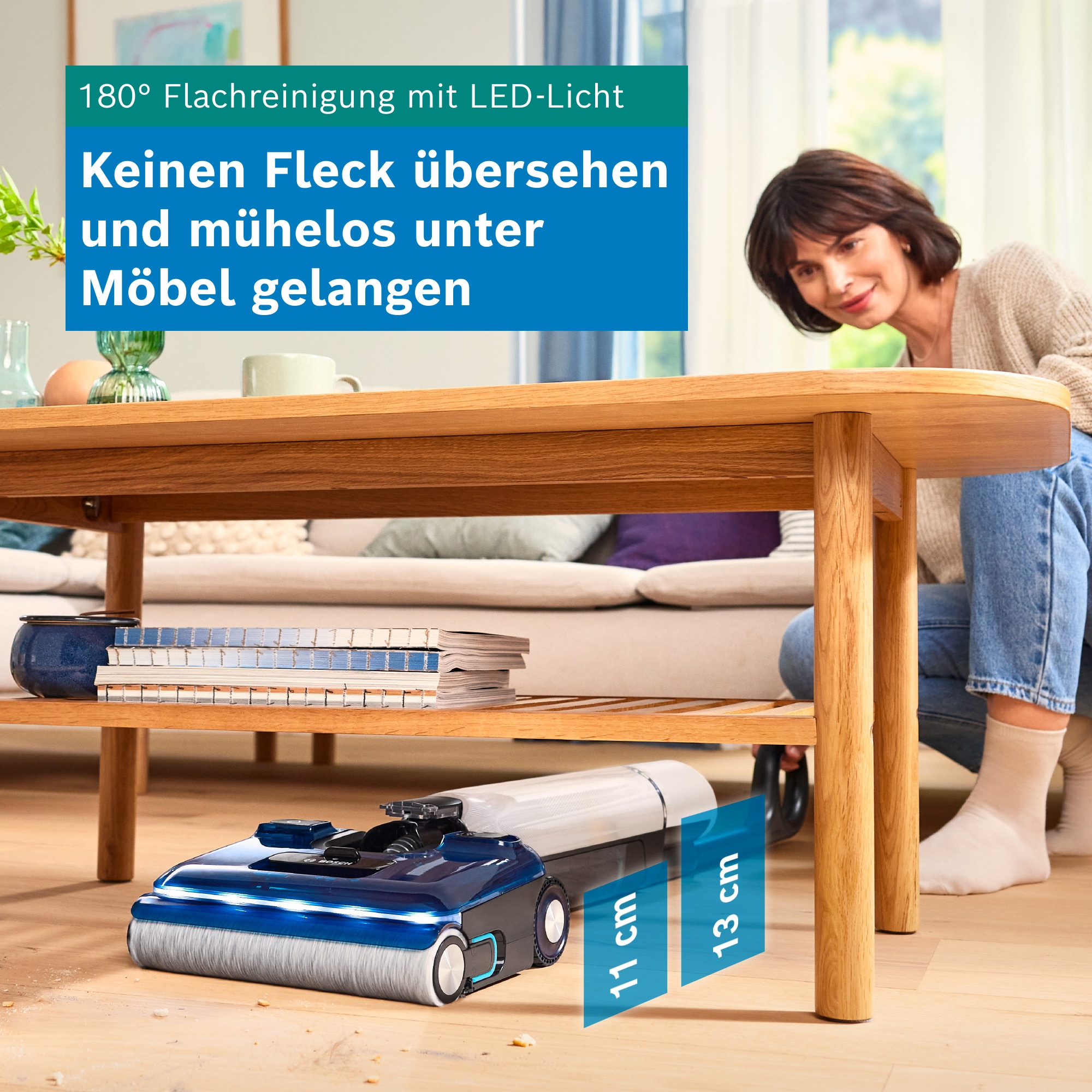 BOSCH Nass-Trocken-Sauger »OneFlow Serie 4 BHF41WM, Selbstreinigung, 24.000 PA Saugkraft« Anti-Haarverwicklung, LED-Licht, Schnelltrocknung, 40 min Akku / 150m²
