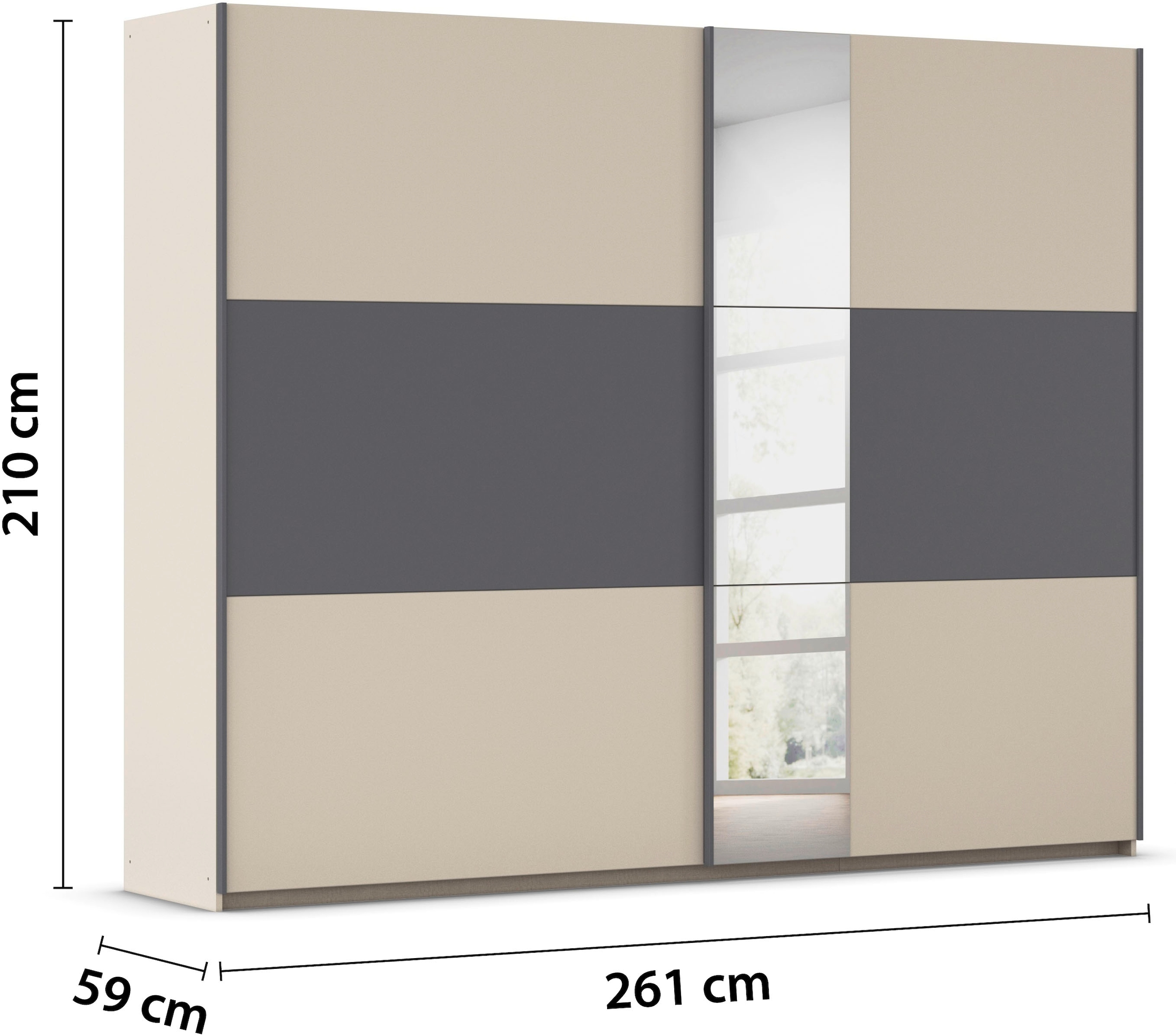 rauch Schwebetürenschrank »Kleiderschrank Schrank Garderobe Schlafzimmerschrank SAJO«, in 2 Breiten (218, 261 cm) optional mit Spiegel MADE IN GERMANY