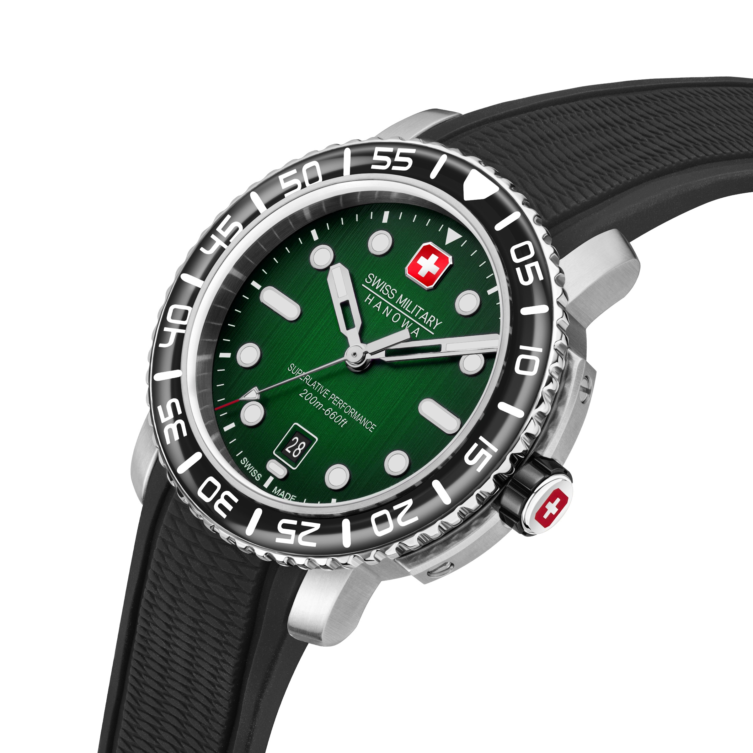 Swiss Military Hanowa Quarzuhr »Black Marlin« Armbanduhr, Herrenuhr, Swiss Made, Silikonarmband, analog, Tag