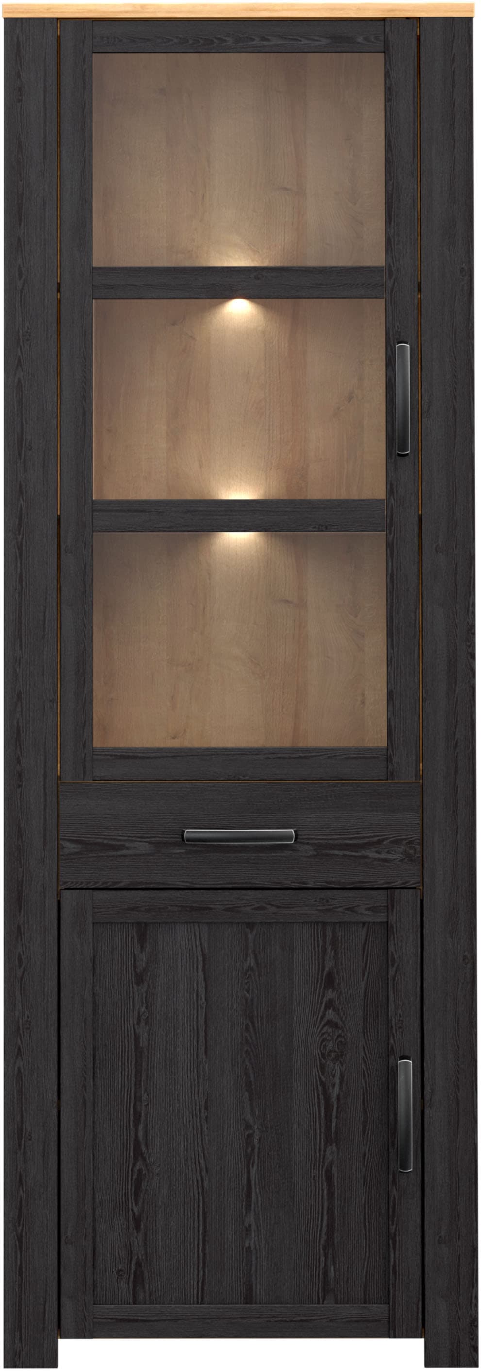 FORTE Highboard »Bohol, Vitrine, 1 Glastüre,1 SK, 1 Türe« B/H/T 71,7/205,4/42 cm Beleuchtung optional bestellbar
