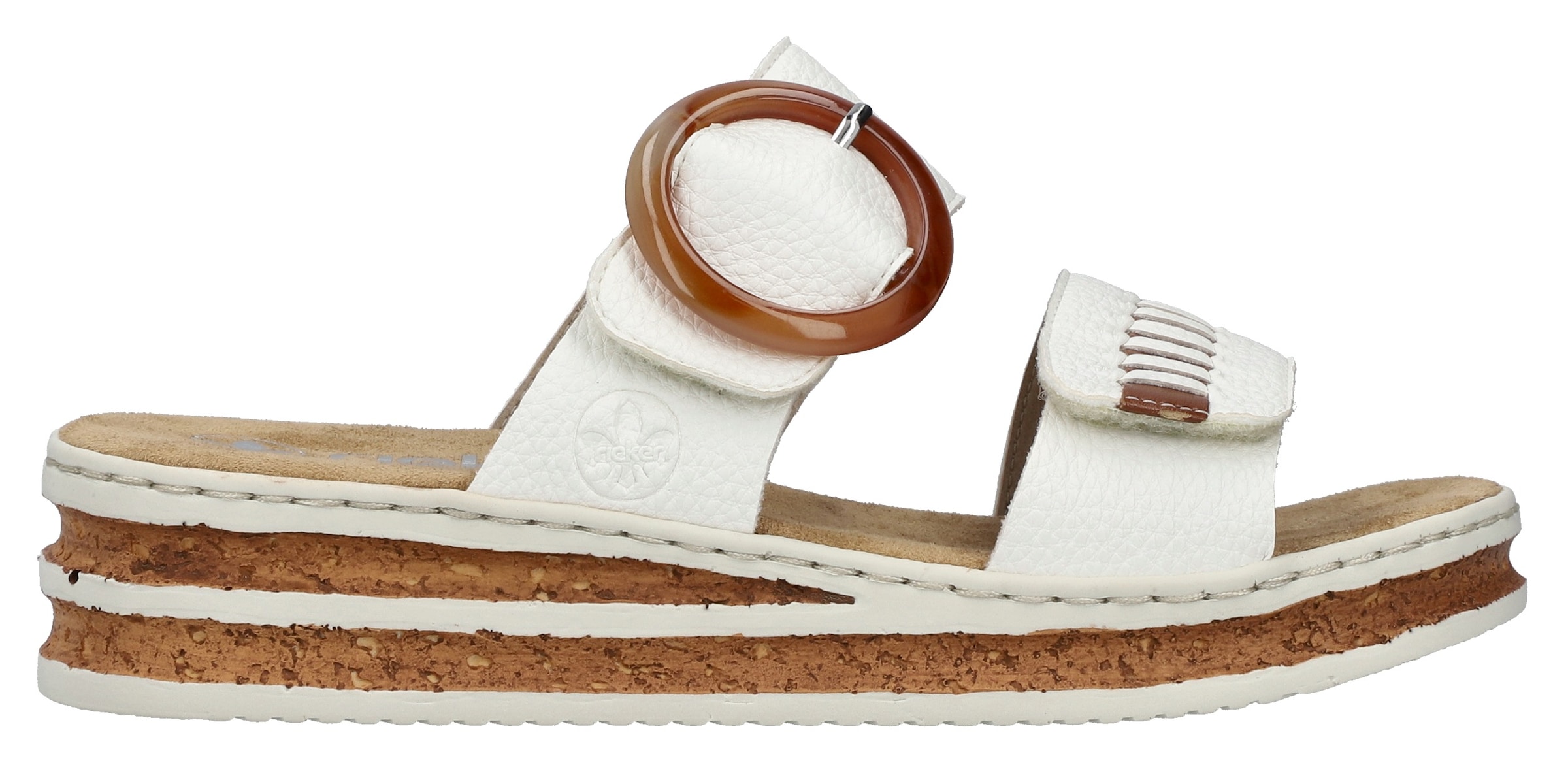 Rieker Keilpantolette, Sommerschuh, Strandschuh mit regulierbaren Klettverschlüssen