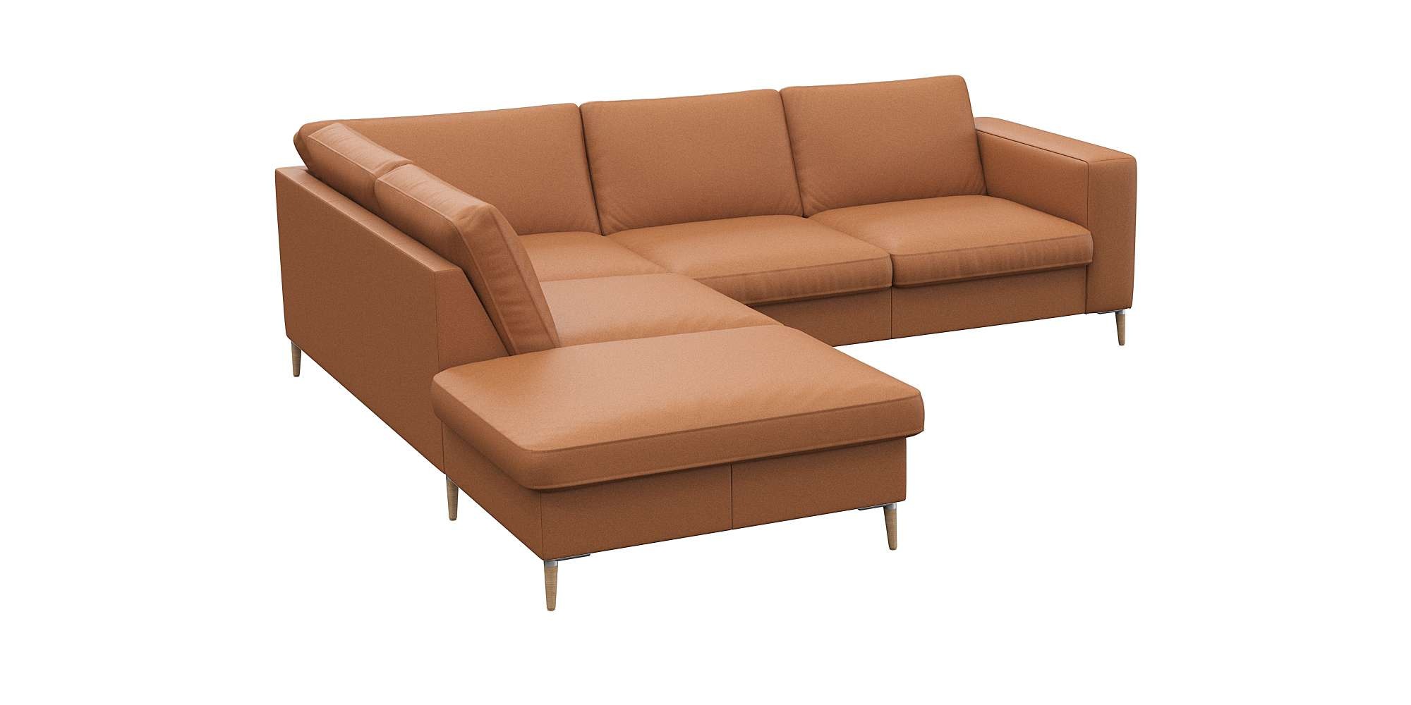 FLEXLUX Ecksofa »Fiore, L-Form«, breite Armlehnen, Füße Alu/Eiche, B/T 241/225 cm, Kaltschaum im Sitz