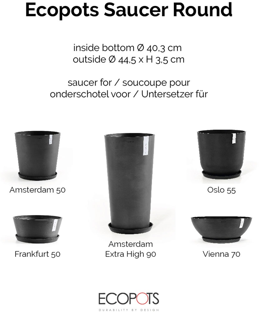 ECOPOTS Blumentopfuntersetzer »ROUND SAUCER Dark Grey« BxTxH: 44,5x44,5x3,5 cm