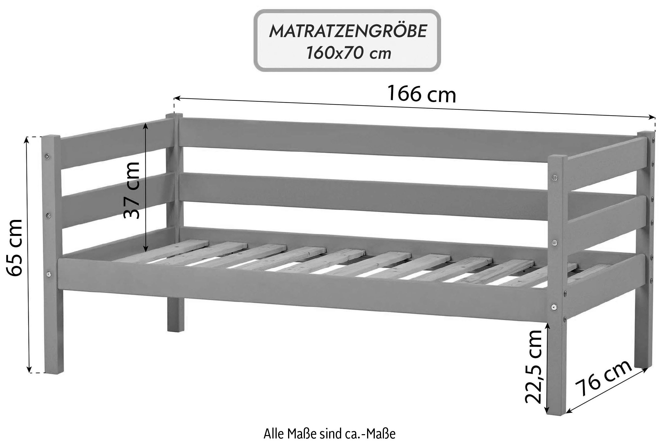 9. Bild von Hoppekids Einzelbett »ECO Comfort«, (Set), mit Rollrost in 8 Farben, wahlweise mit Matratze und Absturzsicherung