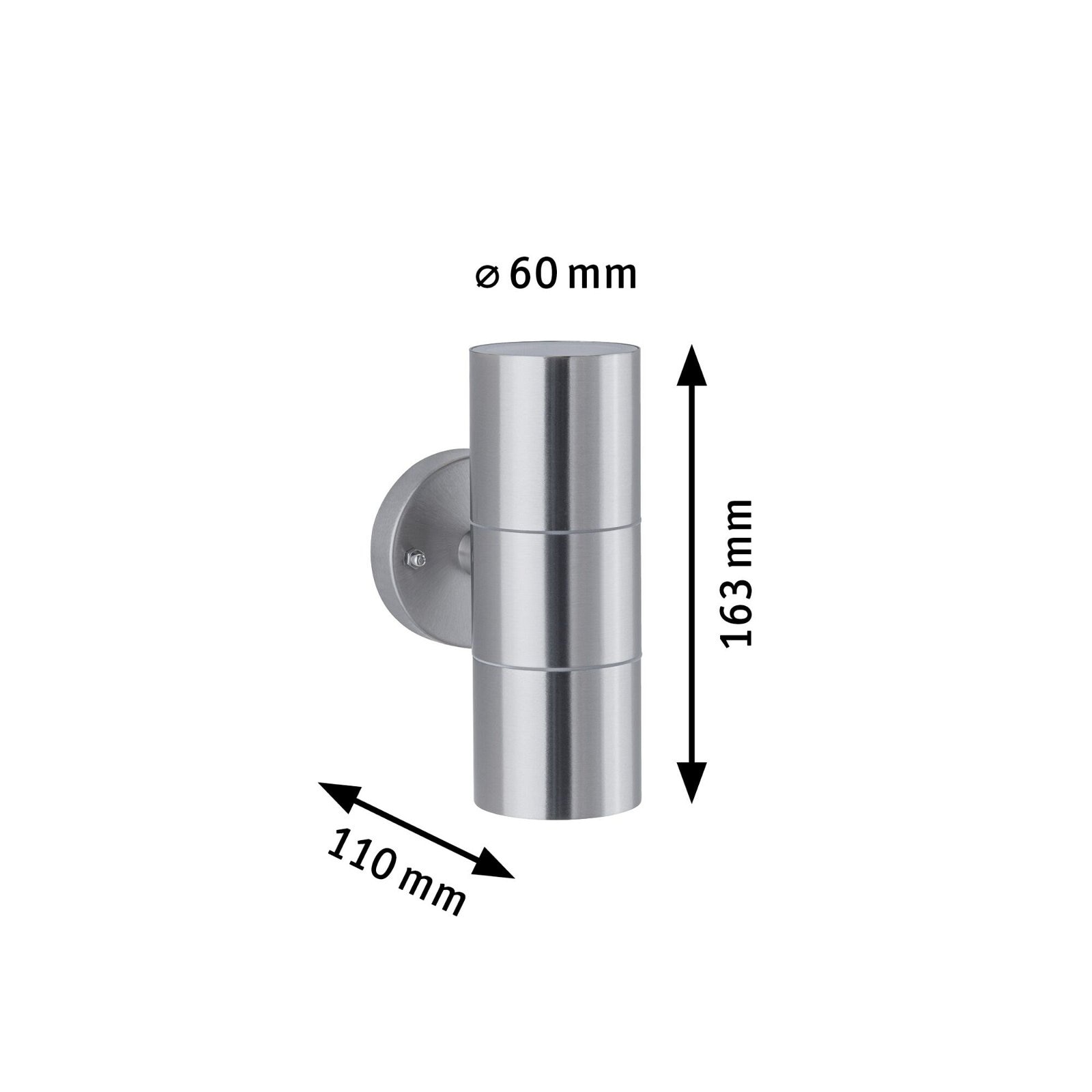 Paulmann Außen-Wandleuchte »Flame IP44 60mm max. 2x10W 230V Edelstahl gebürstet Edelstahl«, 2 flammig, Leuchtmittel GU10 | ohne Leuchtmittel