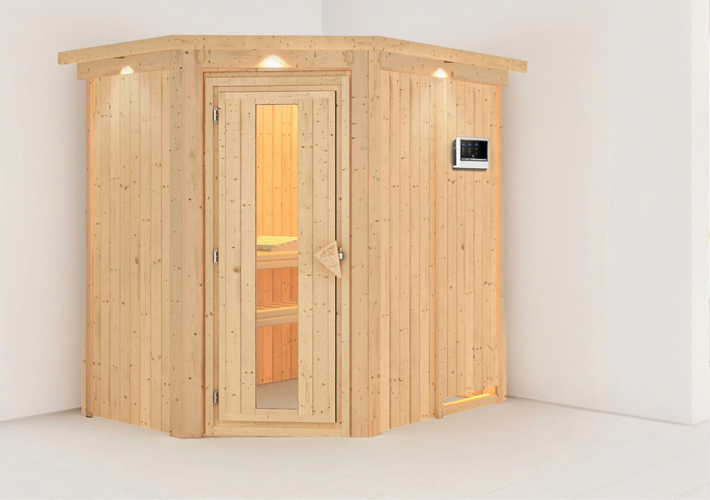 Karibu Sauna »Clara«, 9 KW-Ofen mit externer Steuerung