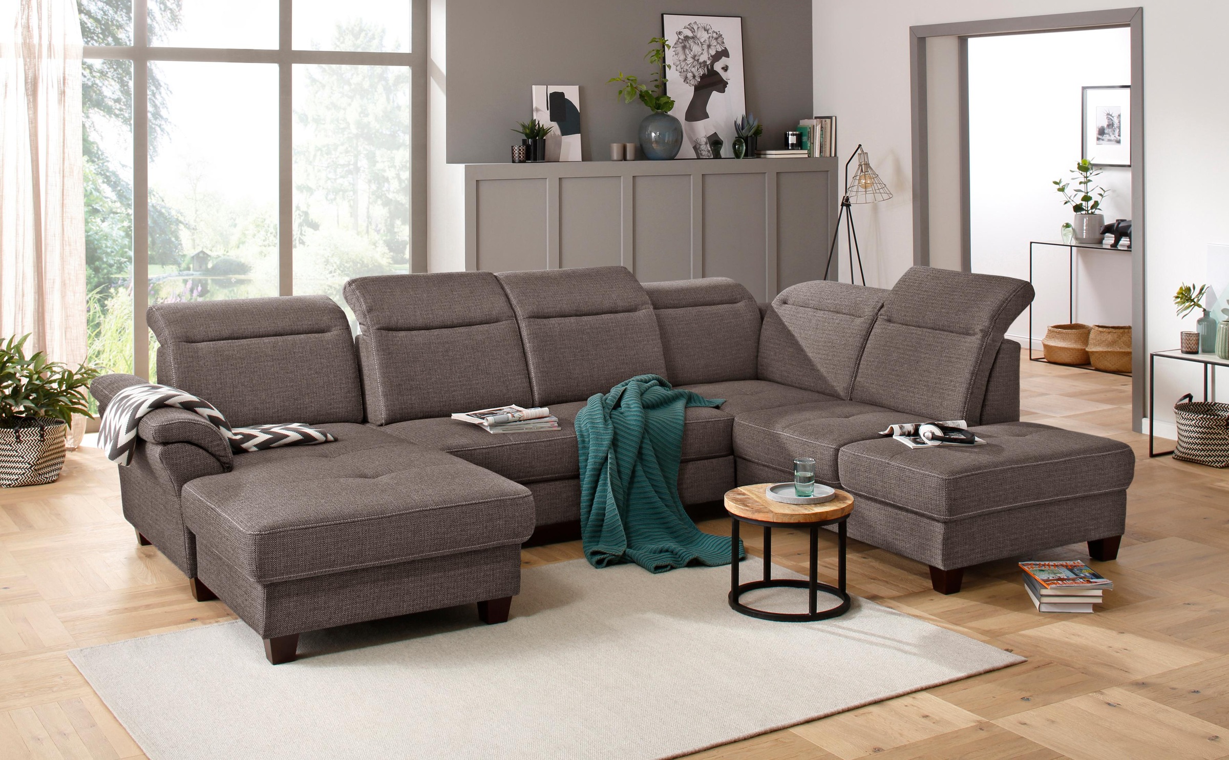Home affaire Wohnlandschaft »Solvei U-Form«, Sitztiefenverstellung und Fede günstig online kaufen