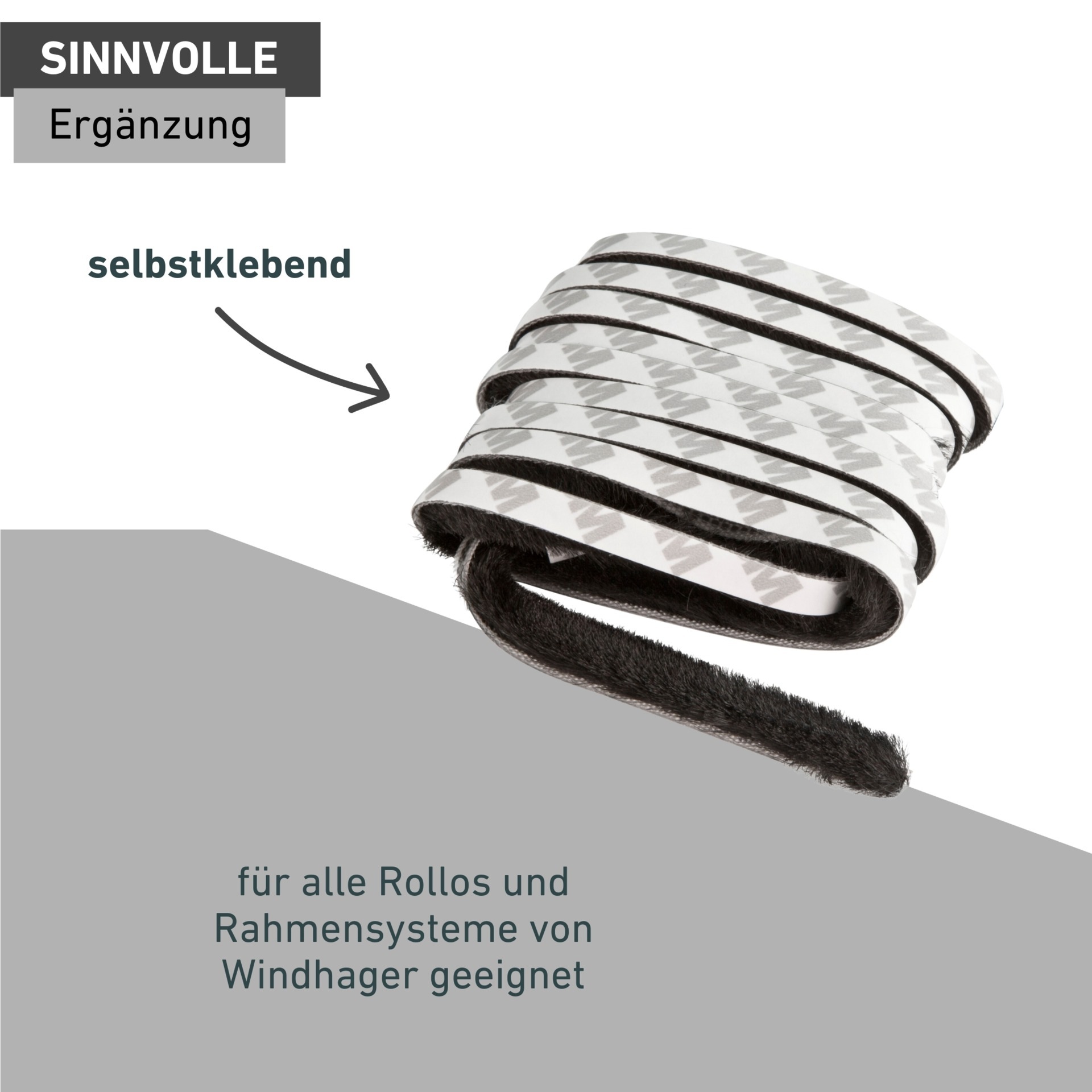Windhager Fliegengitter-Gewebe »für Insektenschutz Rollofenster und Rahmensysteme, Dichtungsbürste 2 m« Packung, 1 Stk. tlg. Fliegengitter Zubehör, selbstklebender Schutz vor Insekten
