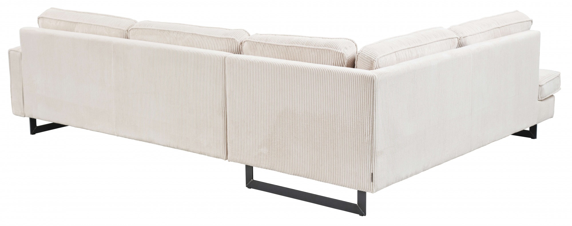 Places of Style Ecksofa »Pinto, 290 cm, Cord, Chenille, Lederoptik, Ottomane links / rechts«, mit Keder, schwarze Metallfüße, Wellenunterfederung