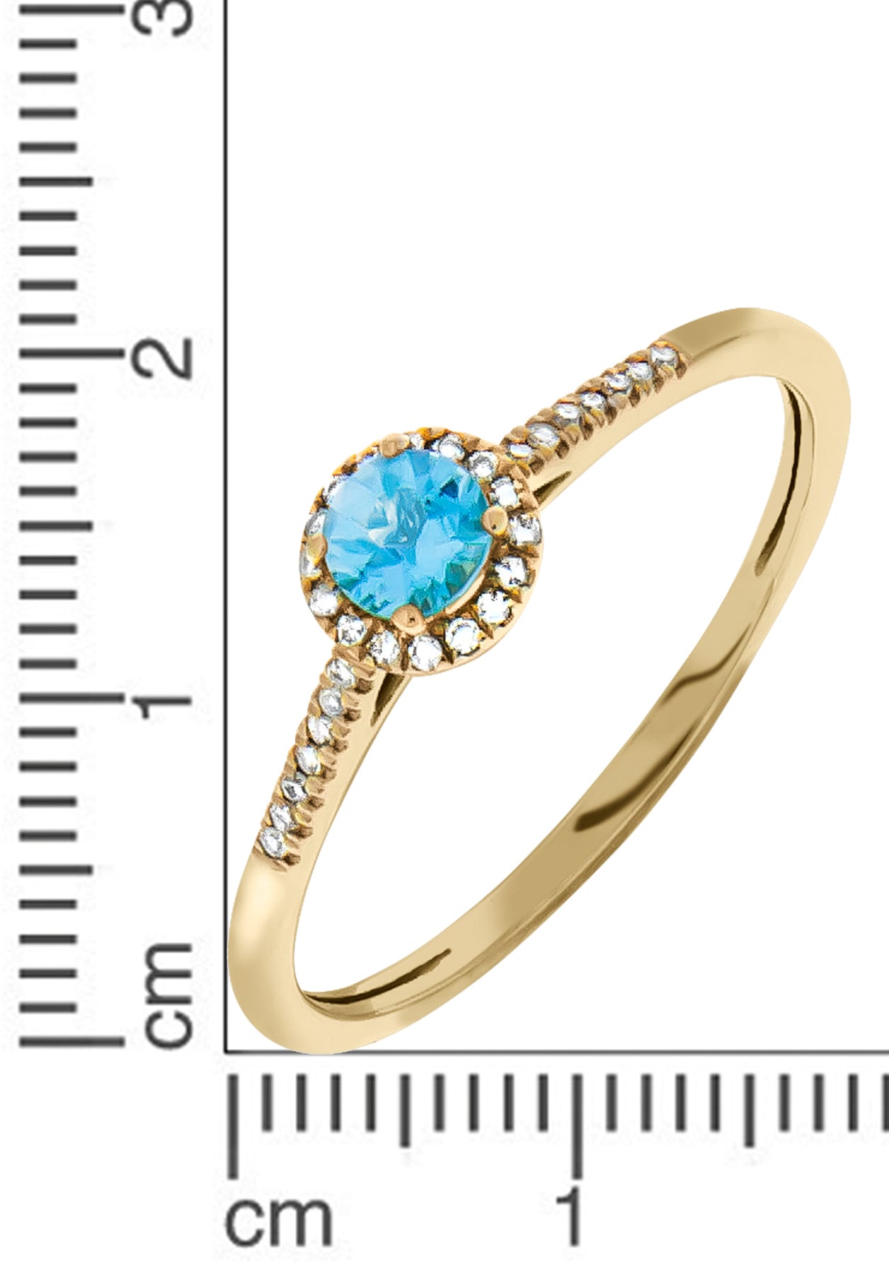 Firetti Diamantring »Schmuck Geschenk Gold 375 Damenring Goldring Farbstein Edelstein Topas«, mit Blautopas (behandelt) - mit Diamanten