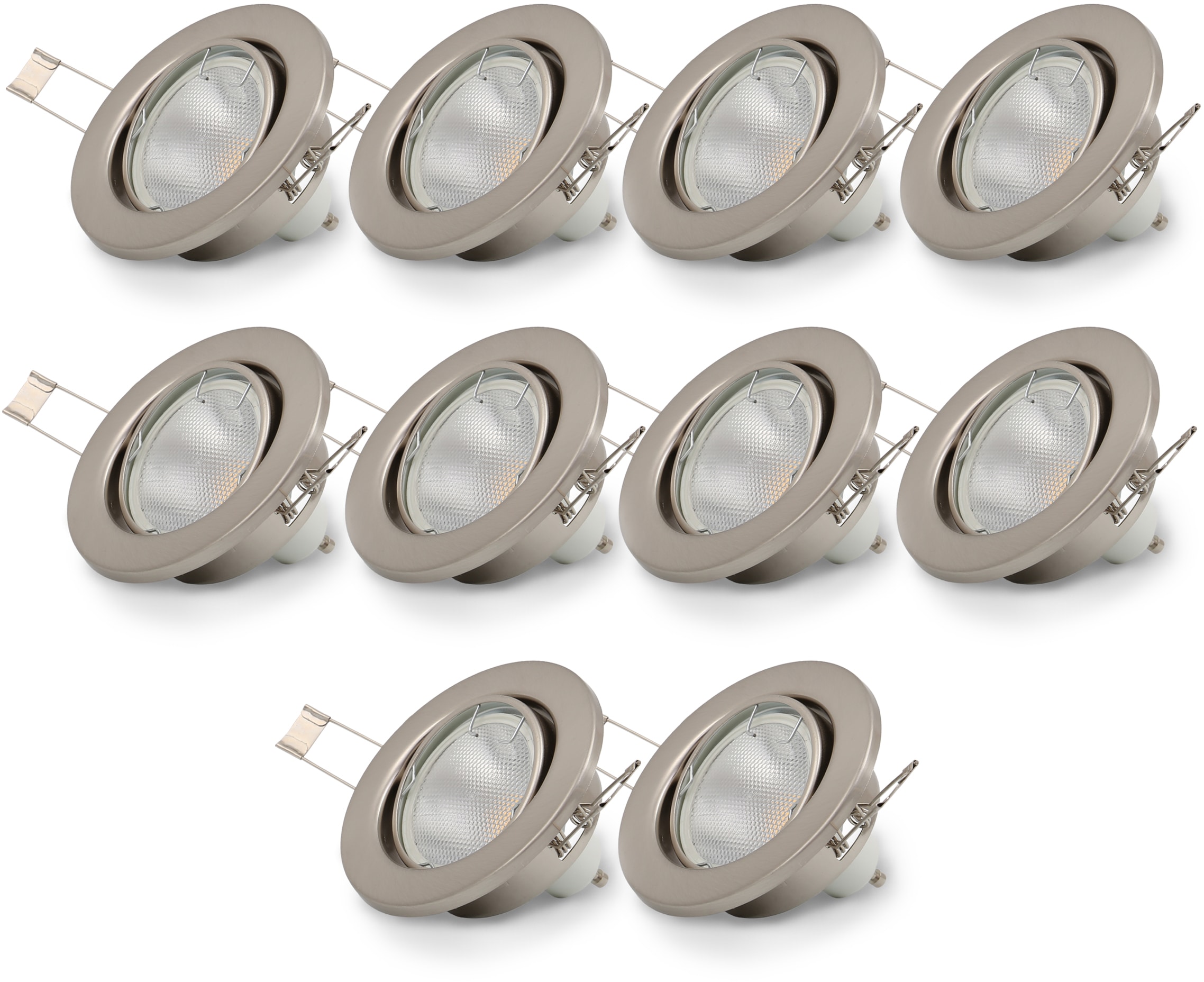 B.K.Licht LED Einbauleuchten, auf GU10 Rechnung LED schwenkbar, matt nickel, kaufen Einbau-Spots, 10 Einbaustrahler, flammig-flammig