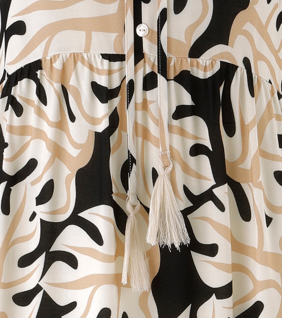 Aniston SELECTED Blusenkleid mit V-Ausschnitt und mit Bindebändern und Quasten - NEUE KOLLEKTION