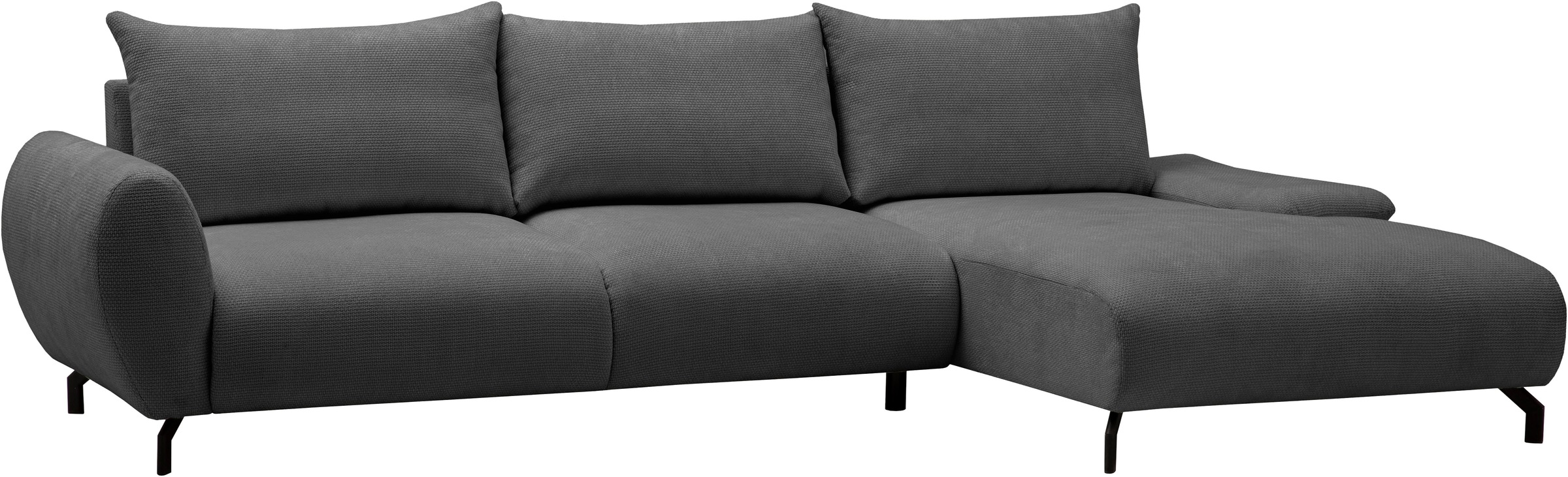 OTTO home Ecksofa »KELLIE, L-Form, 315 cm, verstellbare Armlehne, Metallfüße,« wahlweise Recamiere links o. rechts, Chenille-Stoff, hoher Sitzkomfort