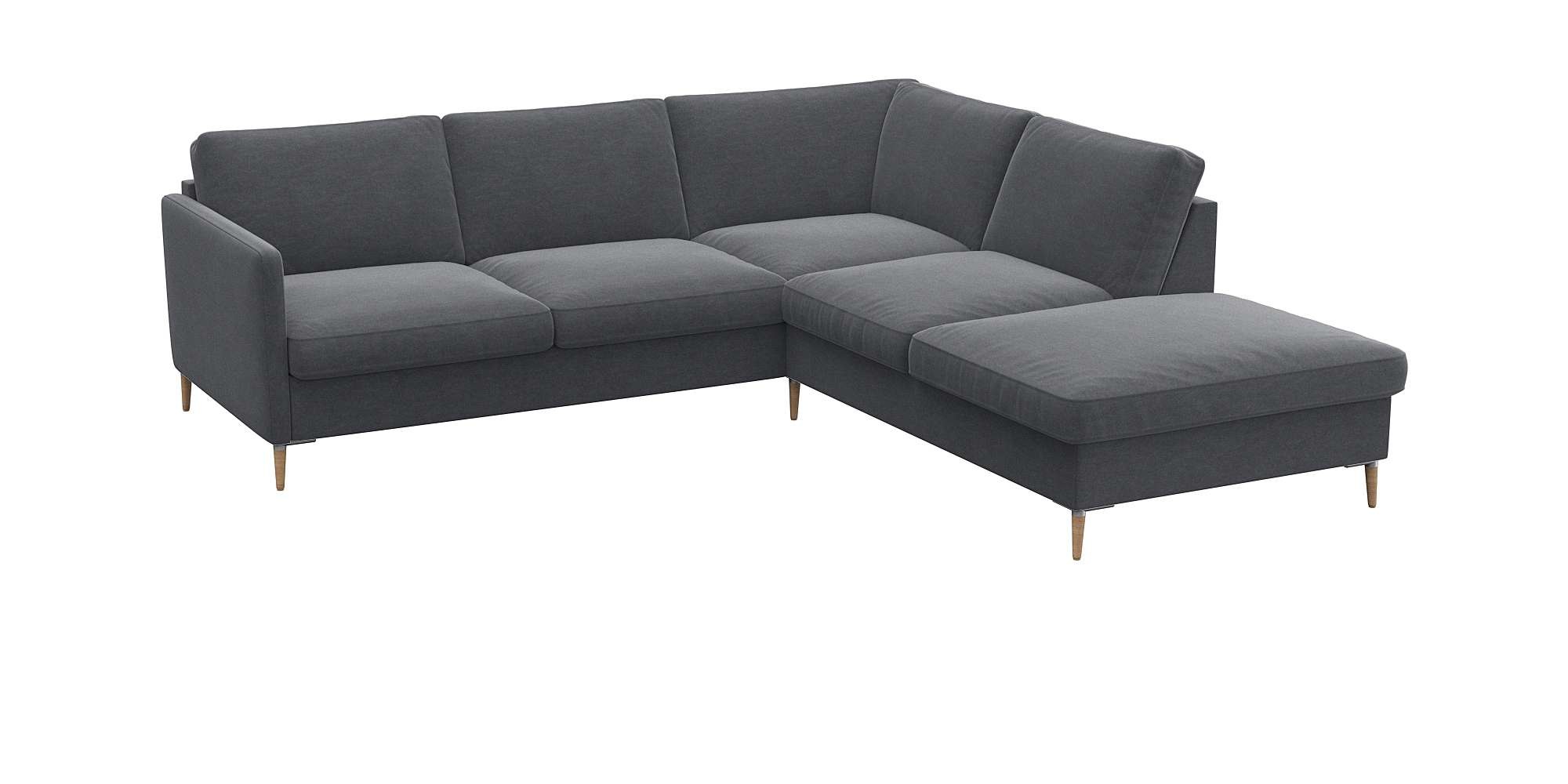 FLEXLUX Ecksofa »Fiore, L-Form, super bequem durch Kaltschaum im Sitz«, schmale Armlehnen, Füße Alu/Eiche, B/T 234/225 cm