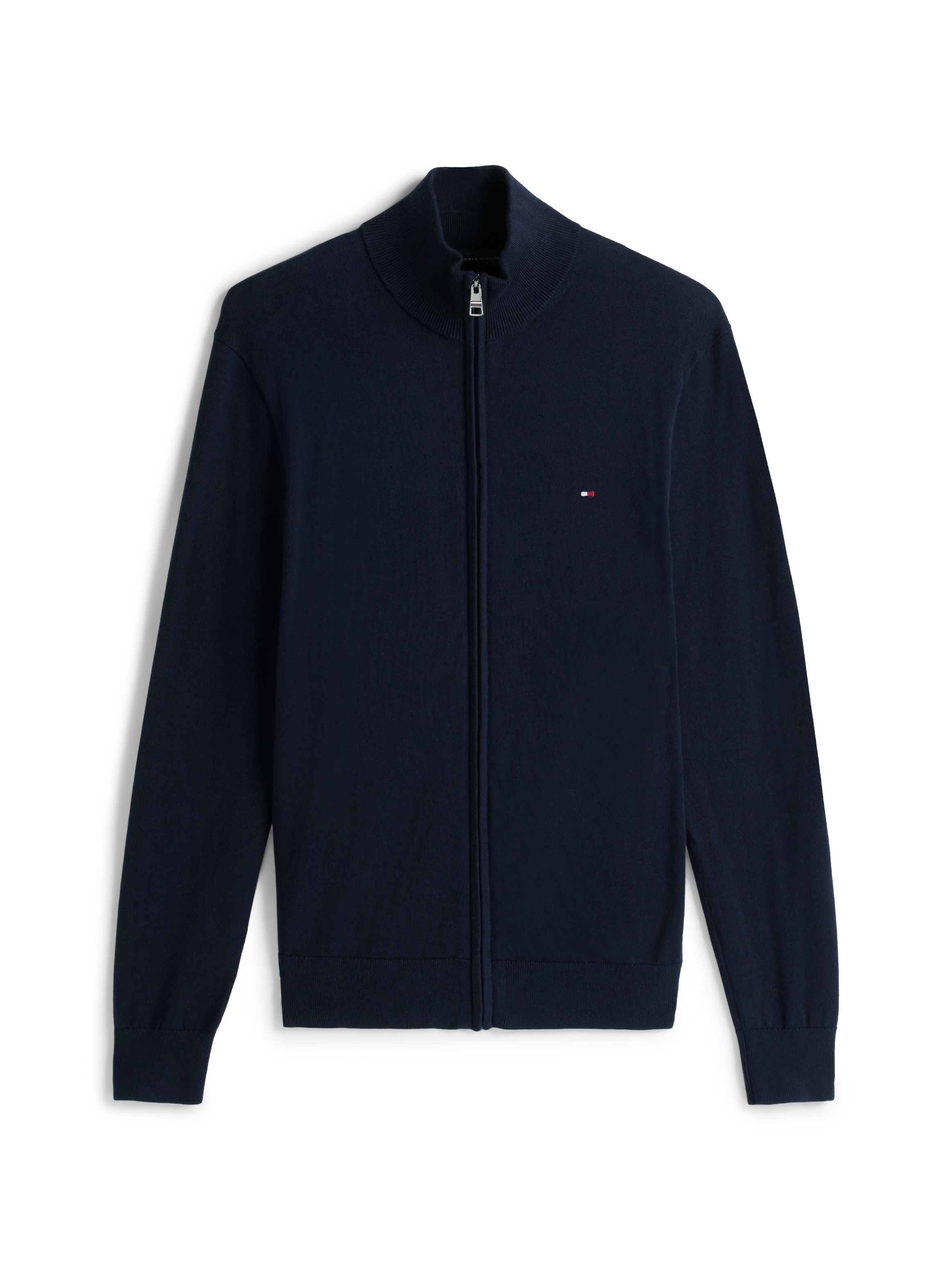 Tommy Hilfiger Strickjacke »ESSENTIAL COTTON ZIP THRU«, mit Logostickerei