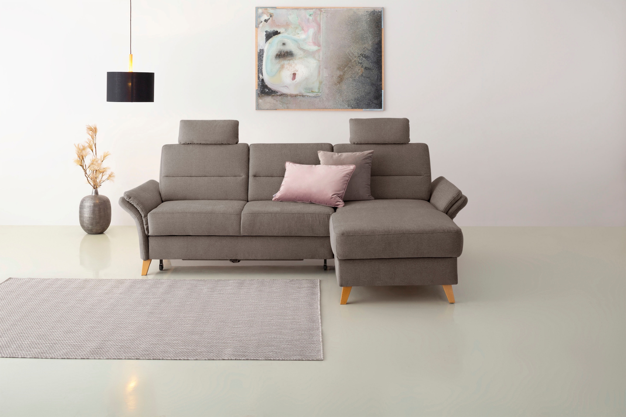 Home affaire Ecksofa »Westerland L-Form«, Federkern-Polsterung, wahlweise mit Bettfunktion, Bettkasten