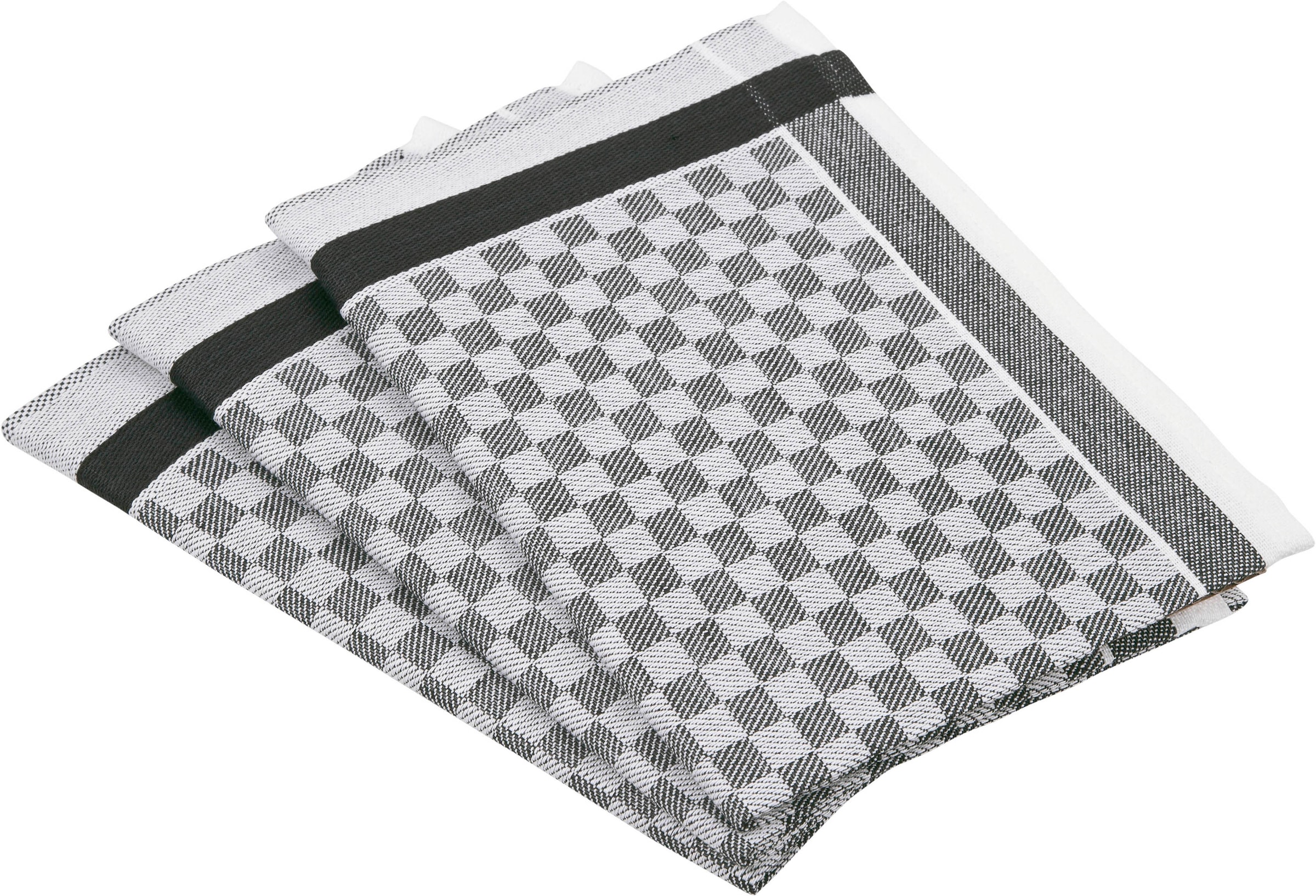 ROSS Geschirrtuch »Exclusiv«, (Set, 3 tlg.), Karofond, 50x70 cm